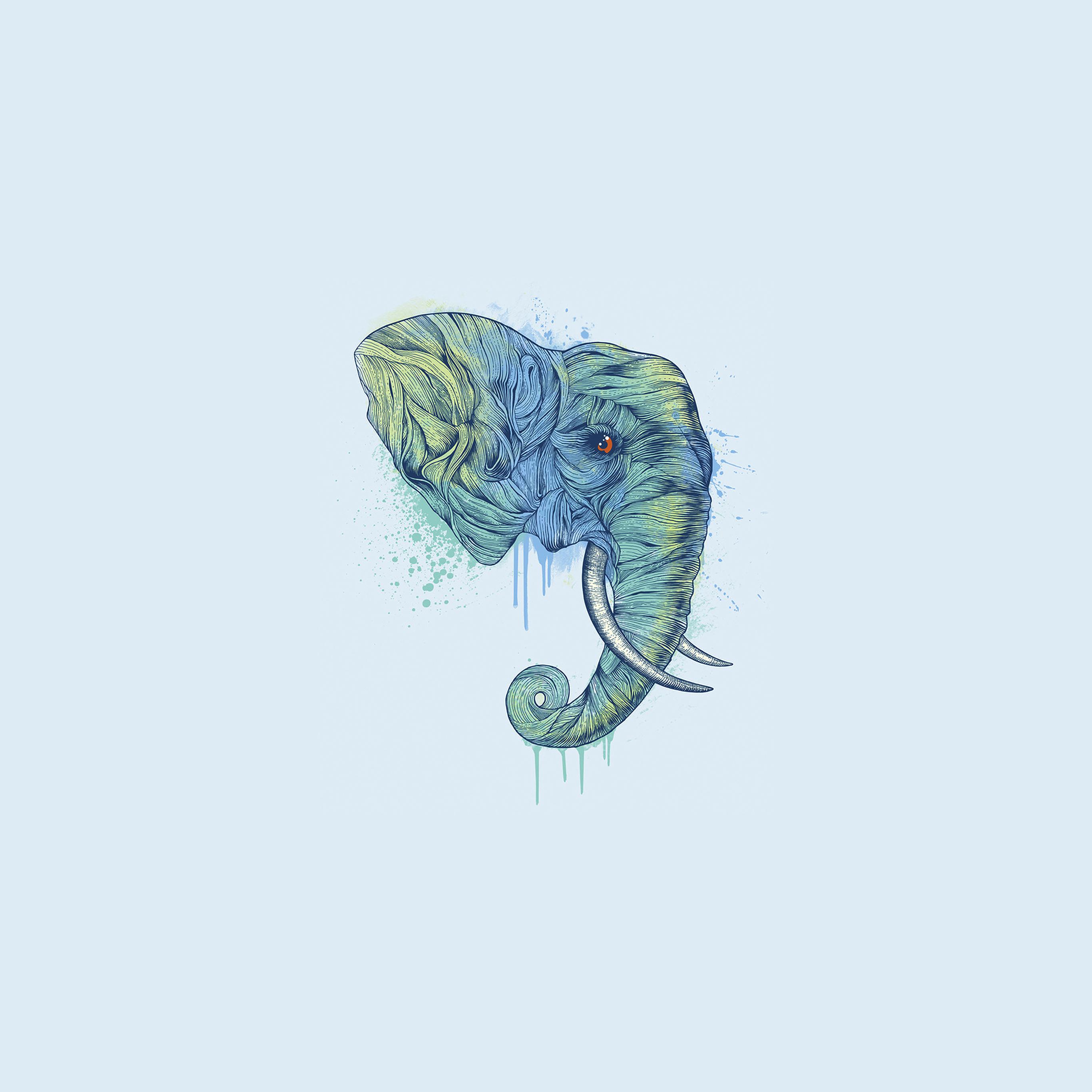 2732x2732 Elephant Art Illust Drawing Animal