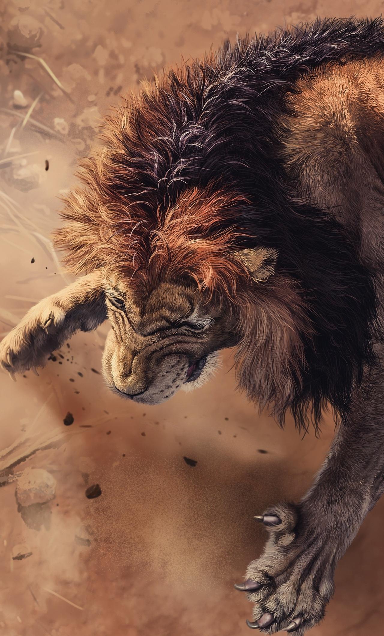 1280x2120 Angry Lion iPhone HD 4k Wallpaper, Image, Background, Photo and Picture