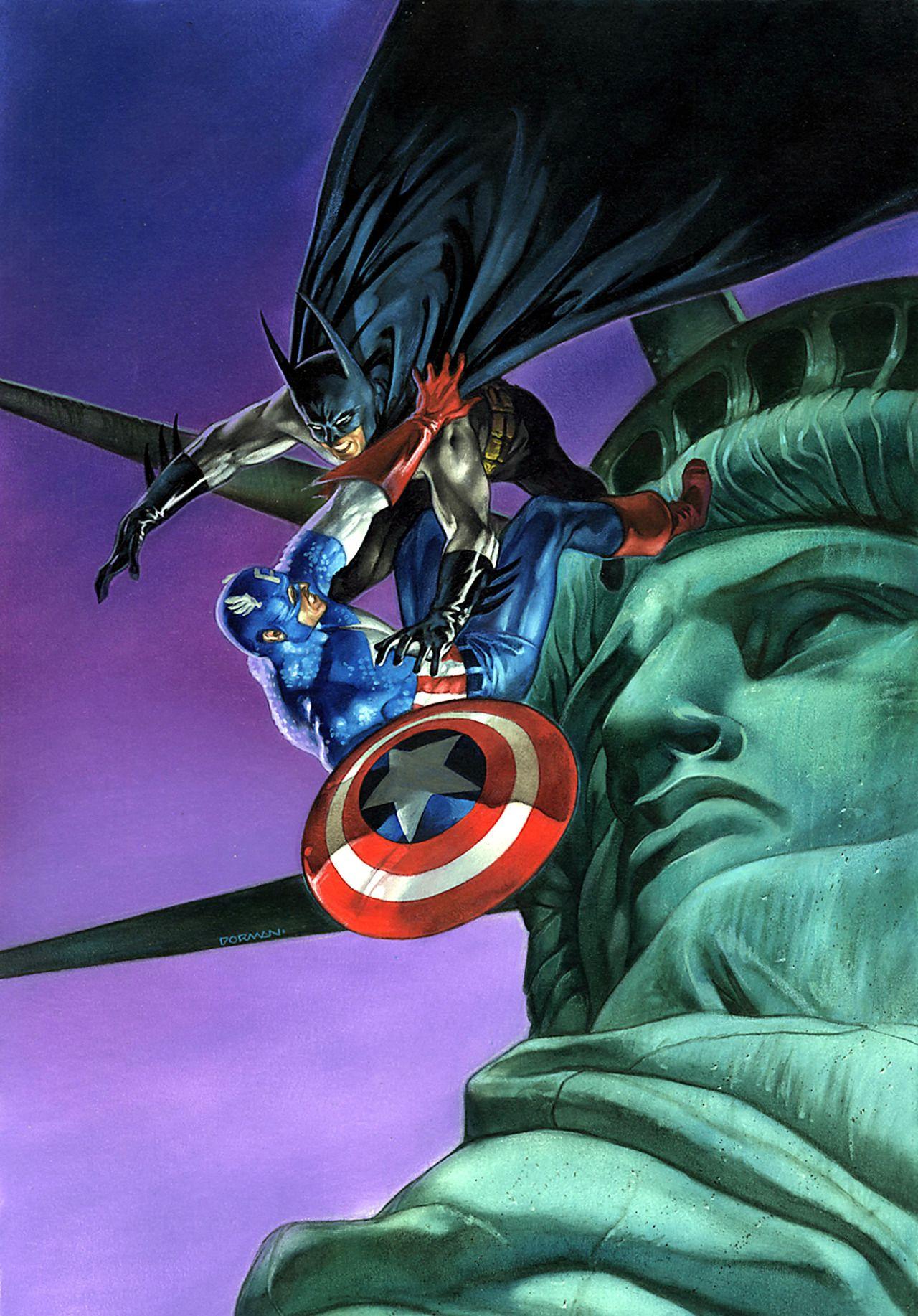 1280x1834 BATMAN / CAPT AMERICA. Dc comics artwork, Dc comics wallpaper, Marvel and dc crossover