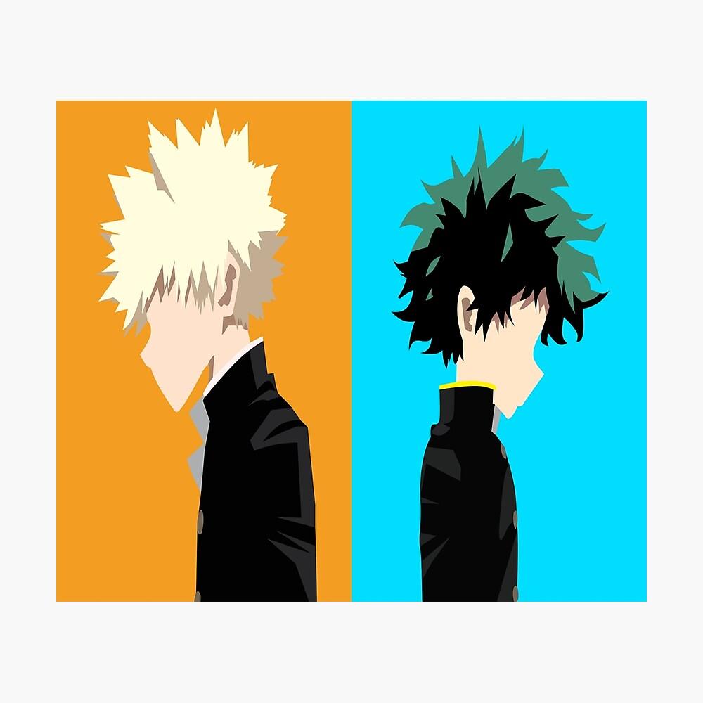 1000x1000 Izuku Midoriya and Katsuki Bakugo Minimalist Wallpaper (Boku No Hero) Poster