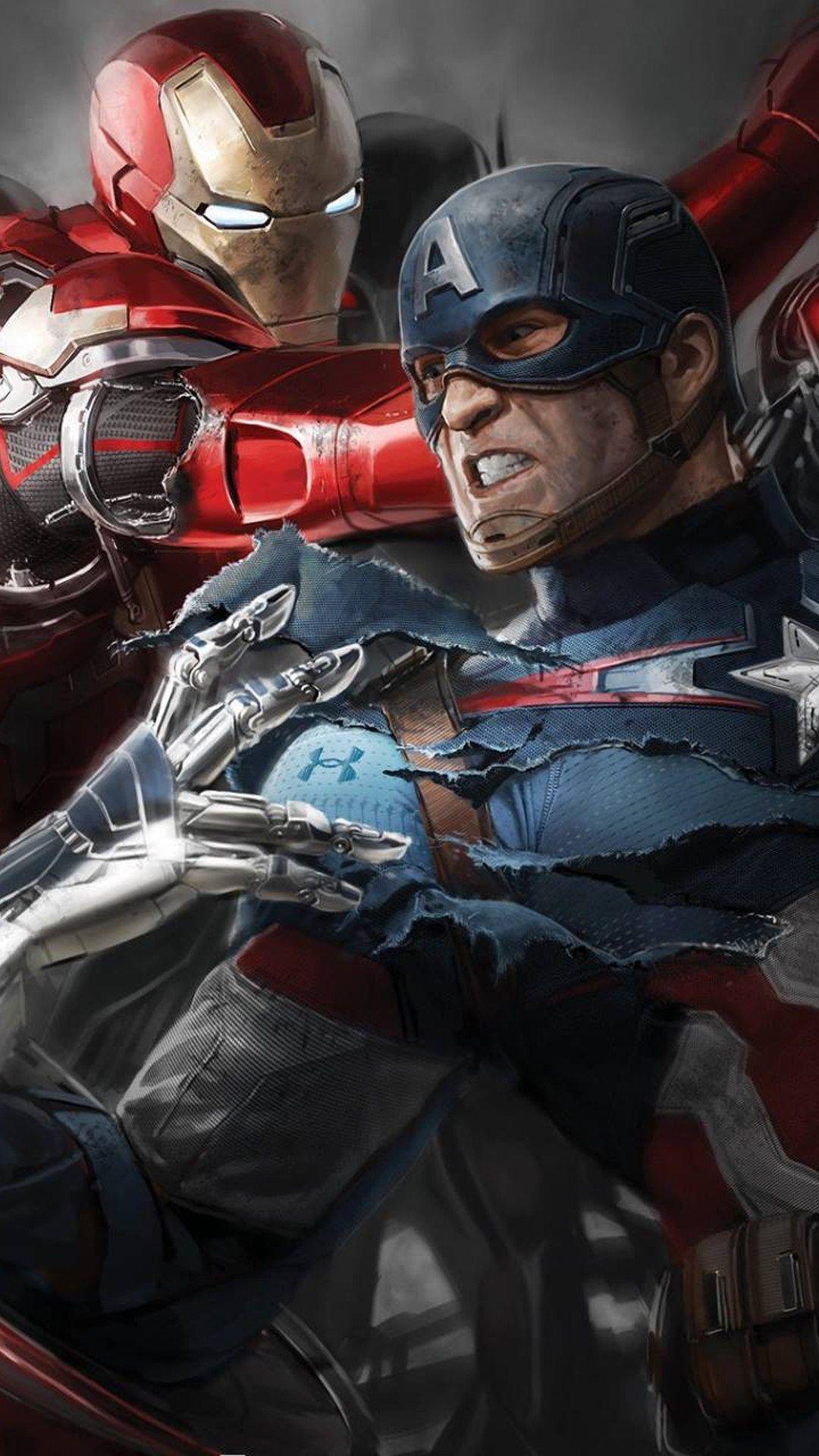 1080x1920 Captain America Vs Iron Man iPhone HD Wallpaper
