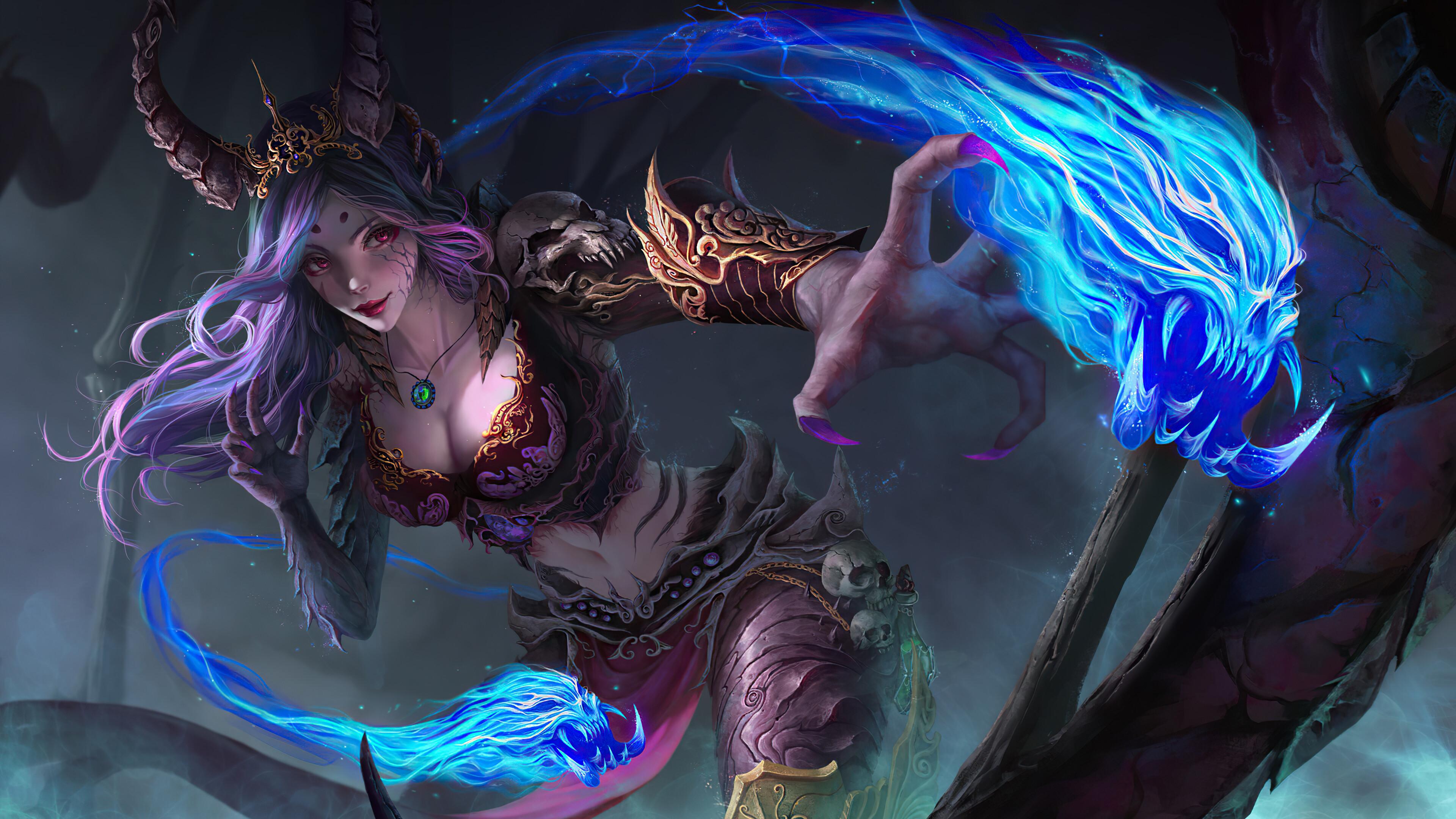 3840x2160 Demon Fantasy Woman 4k Ultra HD Wallpaper