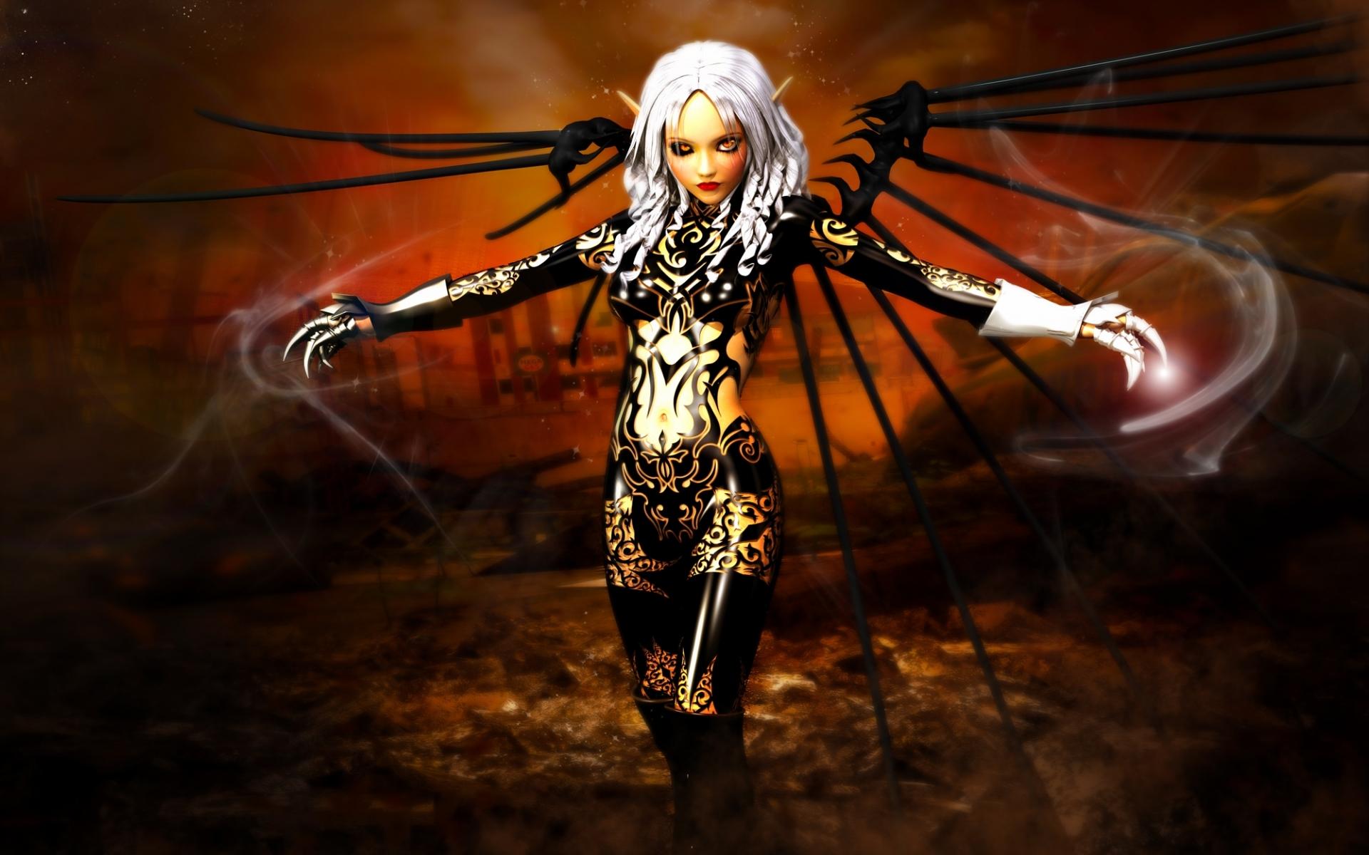 1920x1200 eleneore, Fantasy, Horror, Dark, Angel, Demon, Women Wallpaper HD / Desktop and Mobile Background