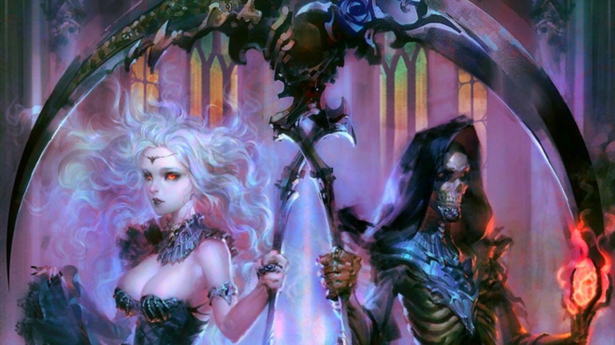 1245x700 Fantasy beauty girl face long hair woman demon wallpaperx1080