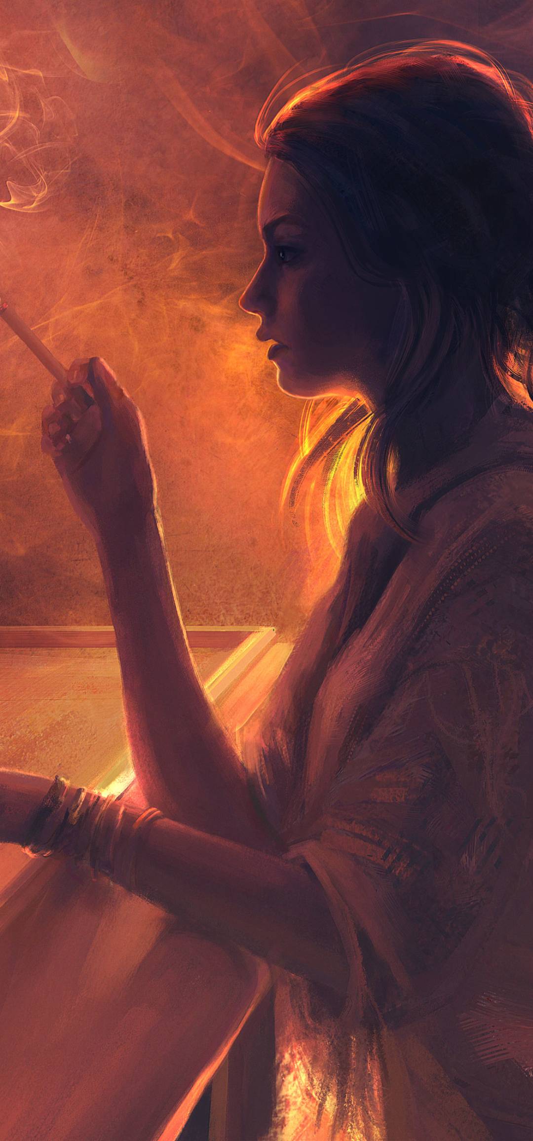 1080x2312 Girl Smoking Artwork 1080x2312 Resolution Wallpaper, HD Artist 4K Wallpaper, Image, Photo and Background