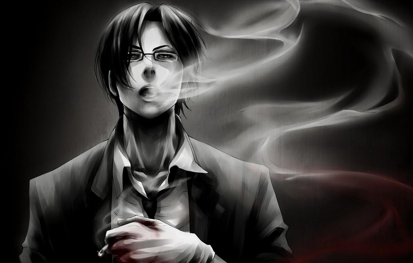 1332x850 Wallpaper blood, smoke, art, guy, brunette image for desktop, section арт