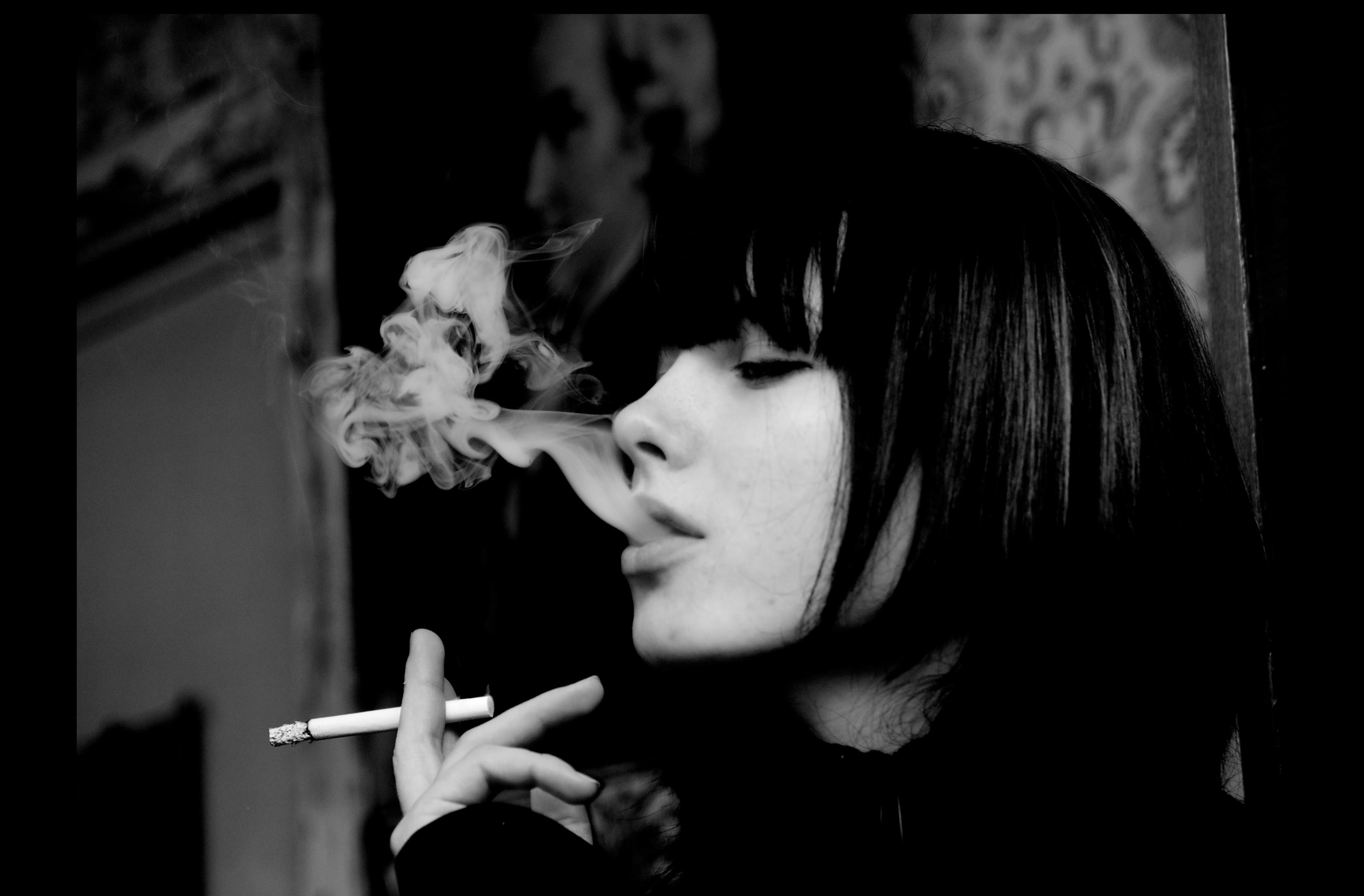 3500x2300 brunettes women smoking smoke grayscale monochrome cigarettes 3500x2300 wallpaper