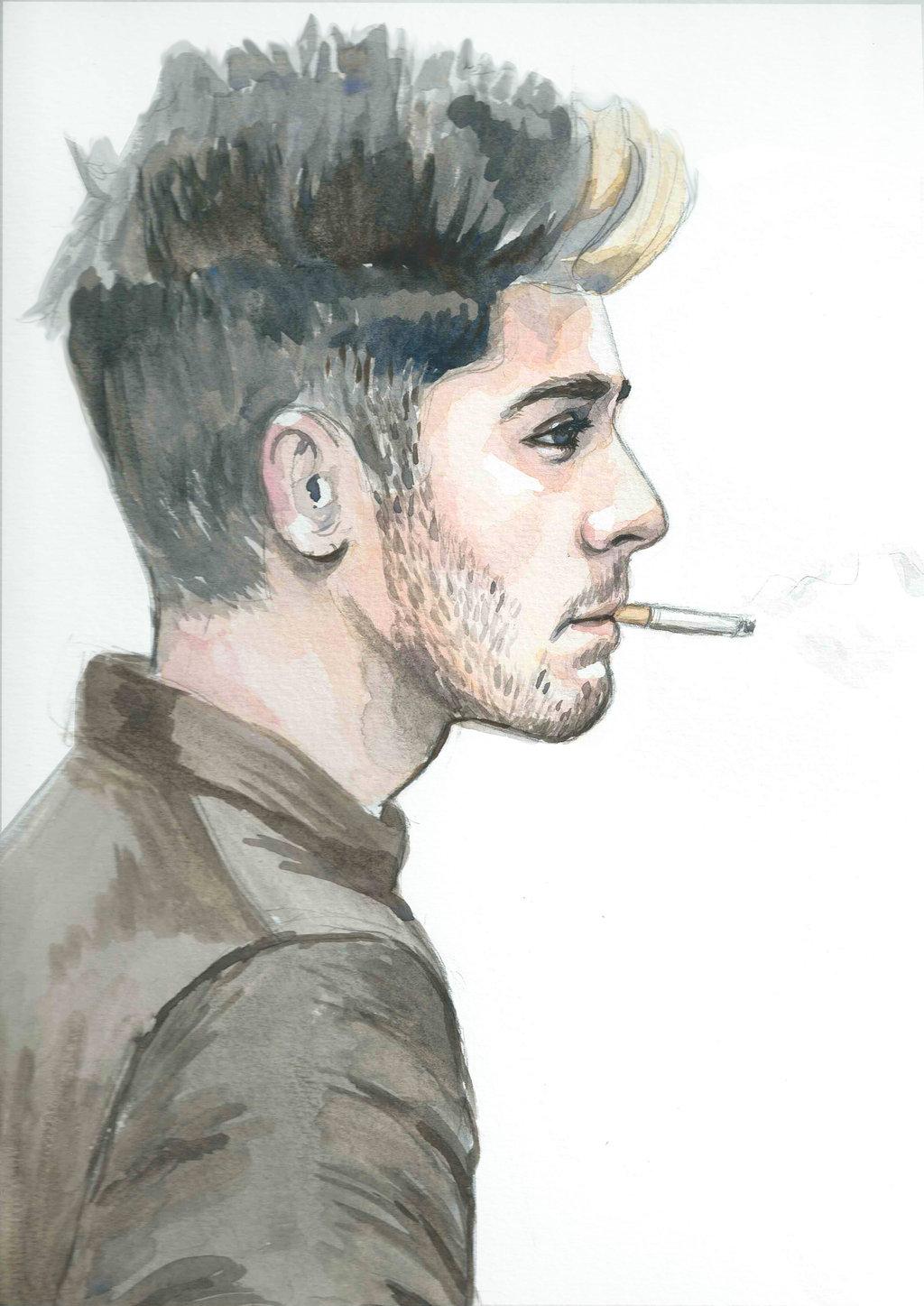 1024x1447 Take Wallpaper: Zayn Malik Smoking Art Wallpaper
