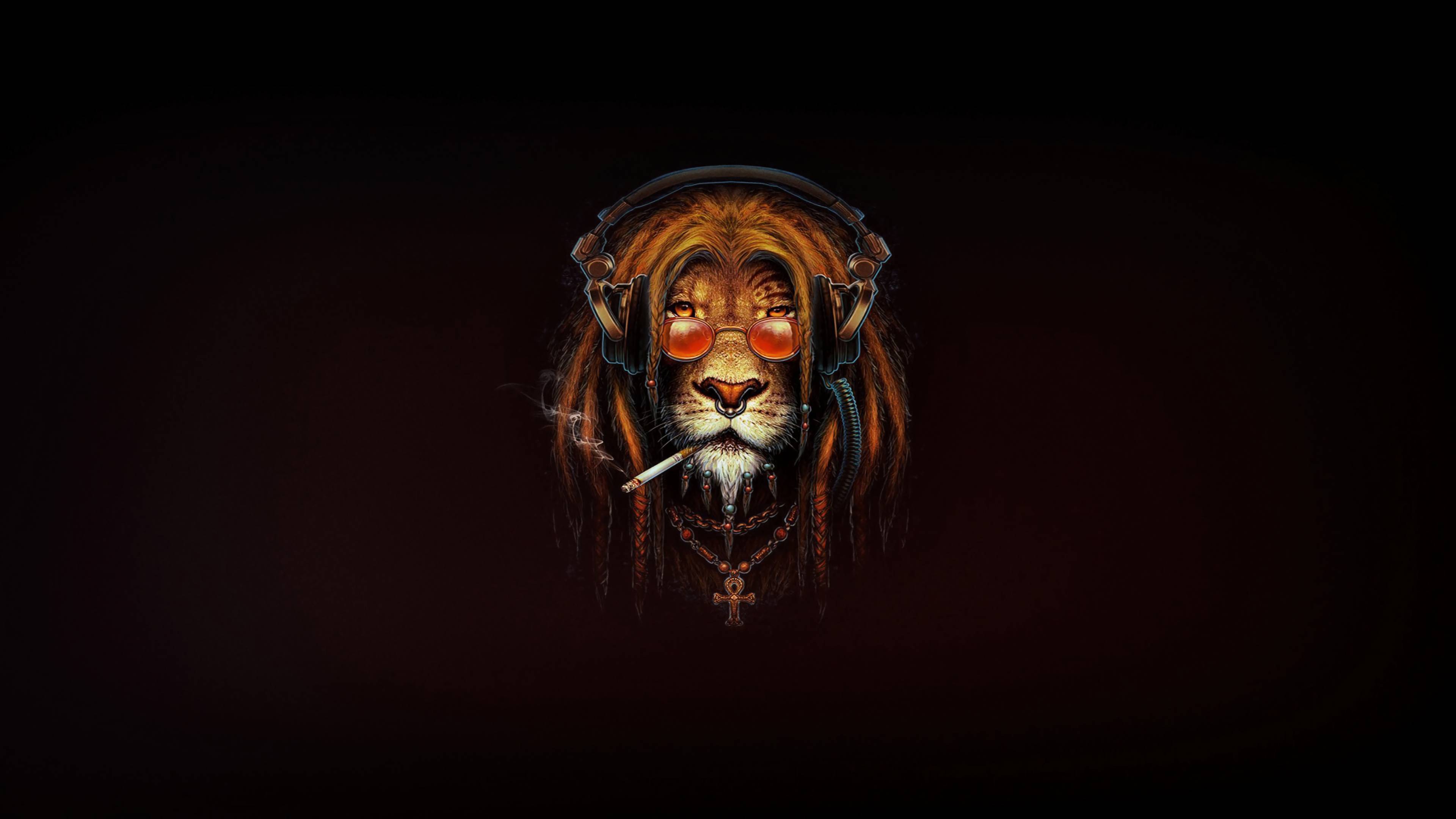 3840x2160 Lion Smoking Digital Art Wallpaper, HD Minimalist 4K Wallpaper, Image, Photo and Background