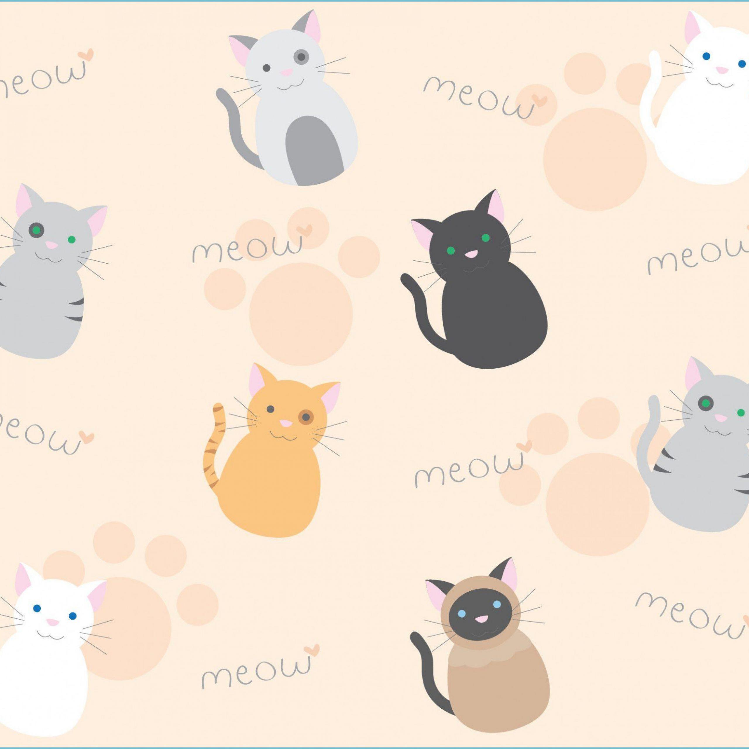 2560x2560 Kawaii Cat Wallpaper Cartoon Wallpaper