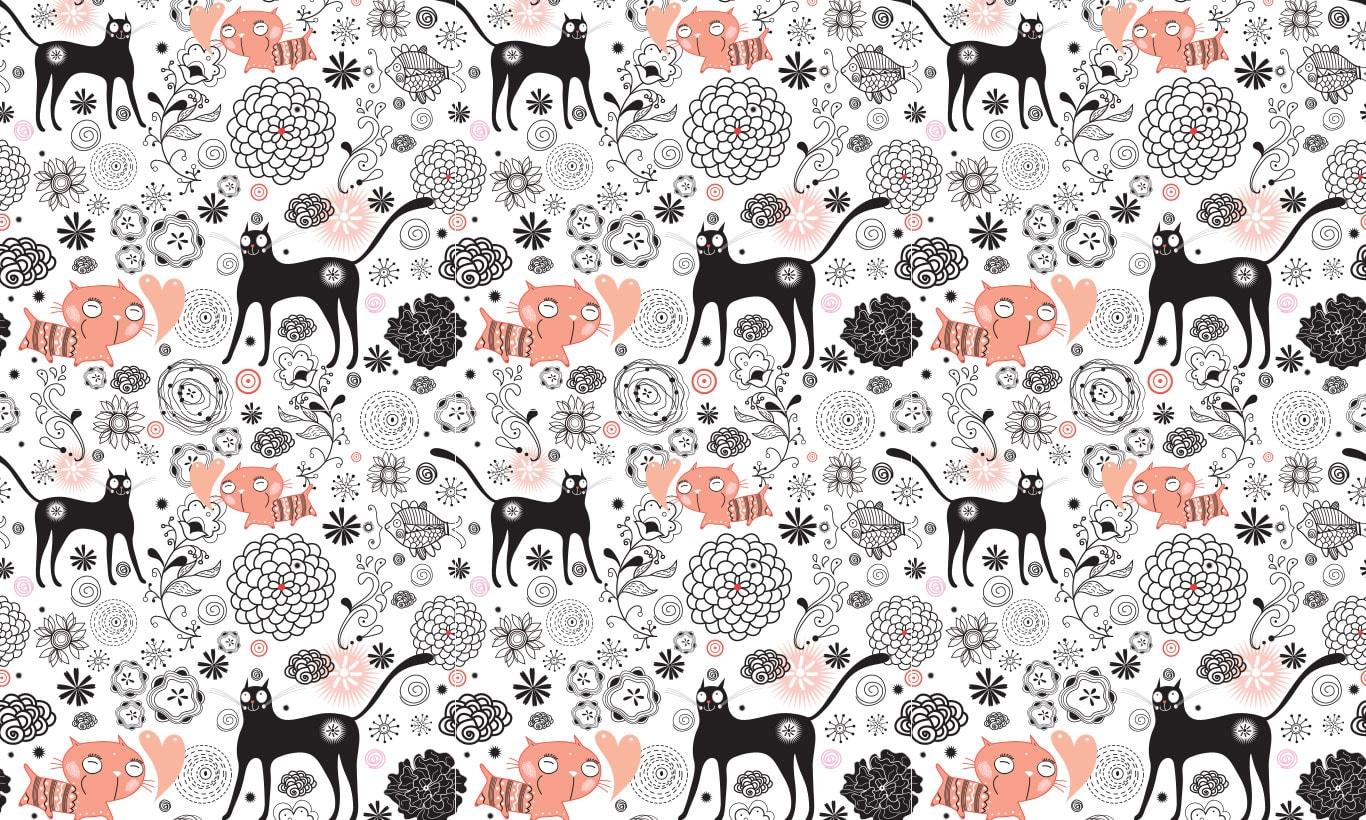 1366x820 Cartoon Cats Wallpaper Mural