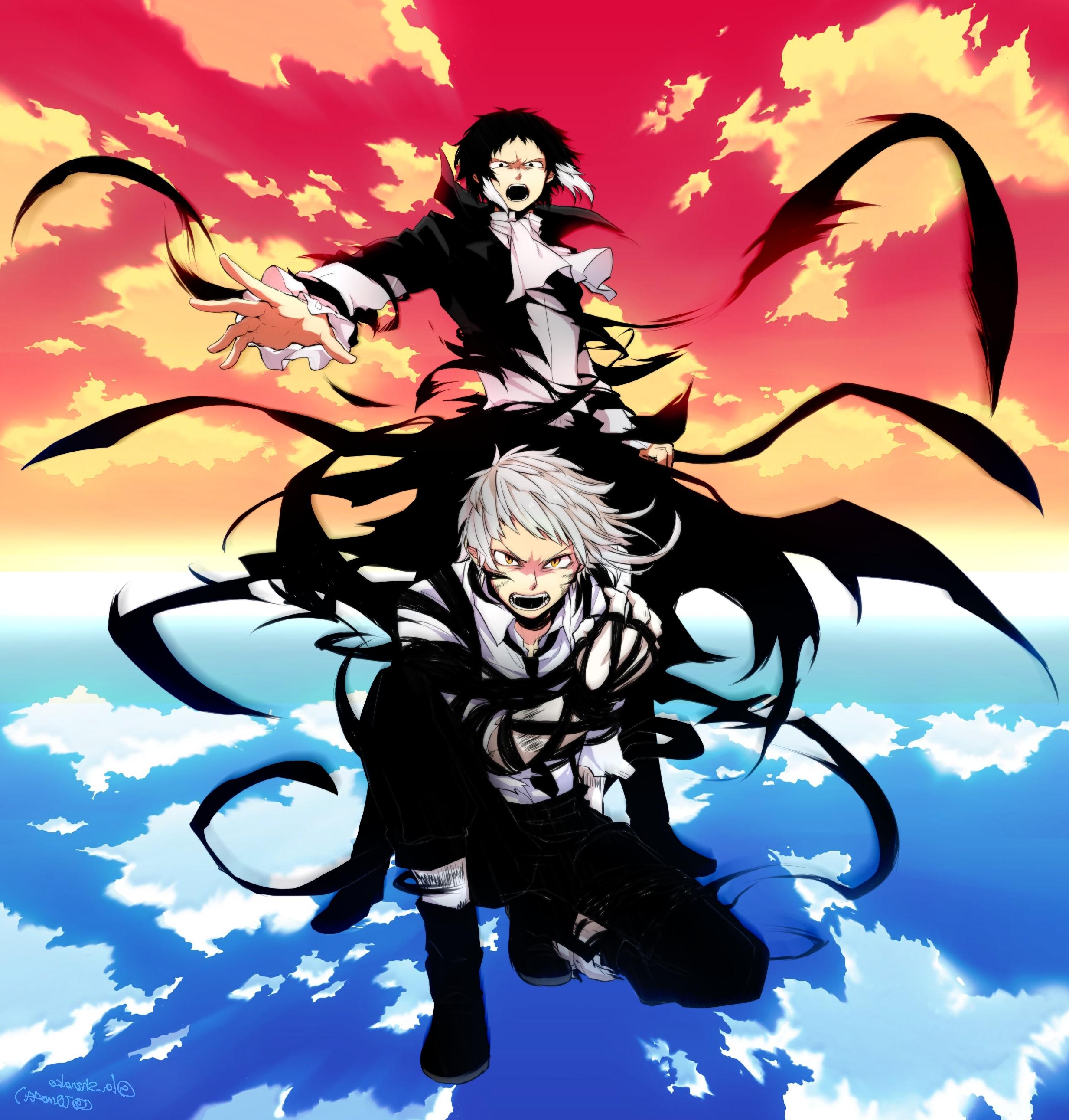 2466x2582 Wallpaper Bungou Stray Dogs, Akutagawa Ryunosuke, Clouds, Nakajima Atsushi:2466x2582