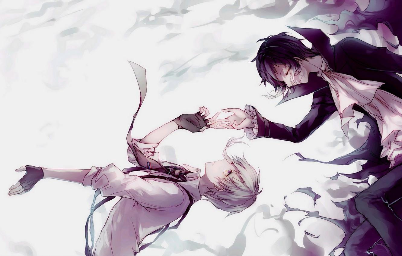 1332x850 Wallpaper art, guys, Bungou Stray Dogs, Stray Dogs: A Literary Genius, Akutagawa Ryunoske, Atsushi Nakajima image for desktop, section сёнэн
