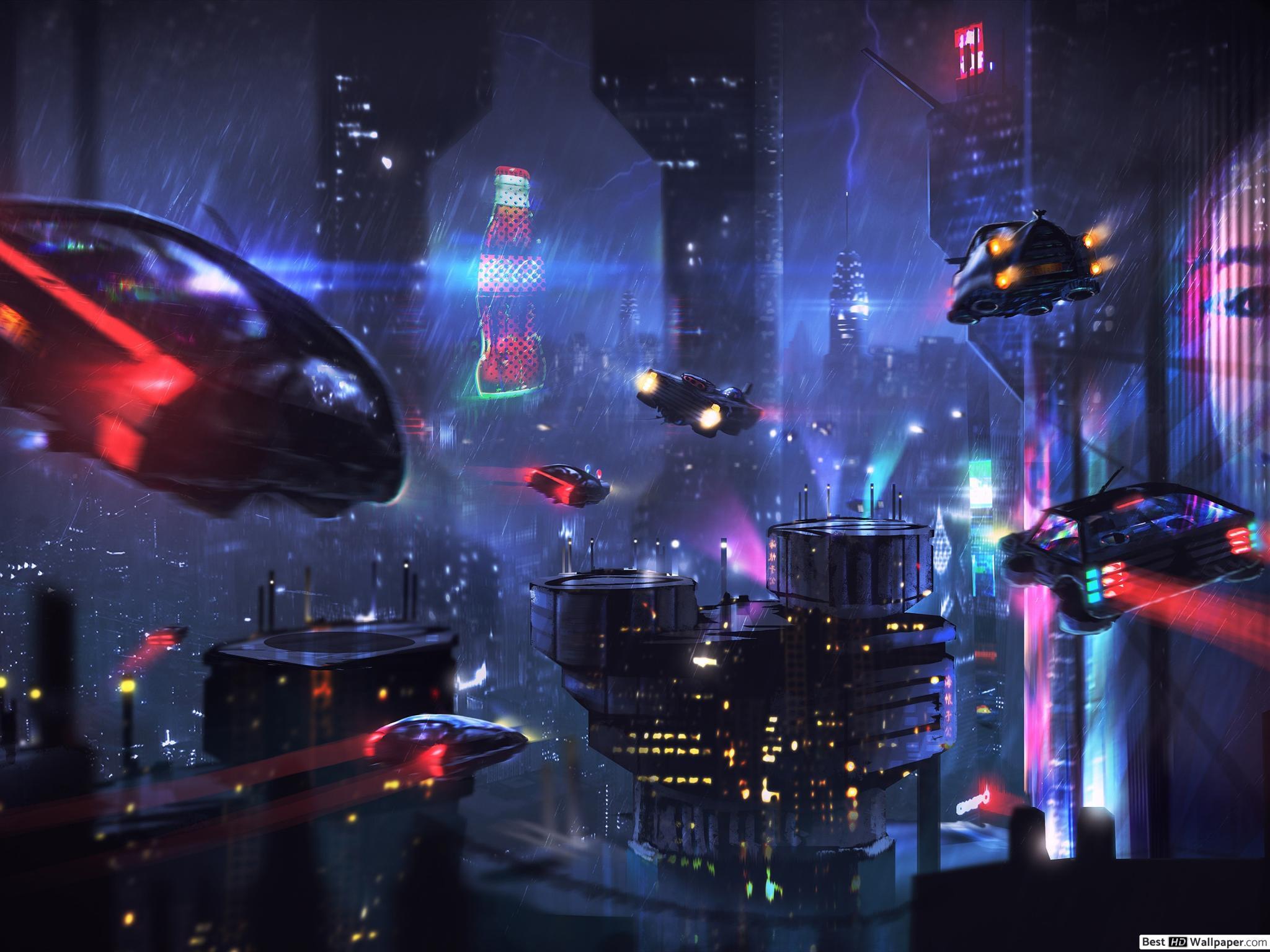 2048x1536 Cyberpunk City HD wallpaper download