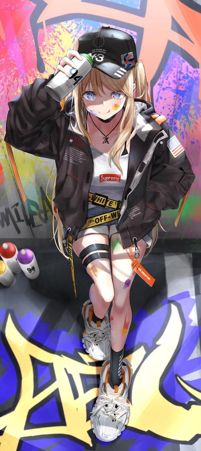 668x1500 Wallpaper Anime Stylish Girls Graffiti Wall Art Posters and Prints Canvas Art Paintings For Home Decor. Painting & Calligraphy