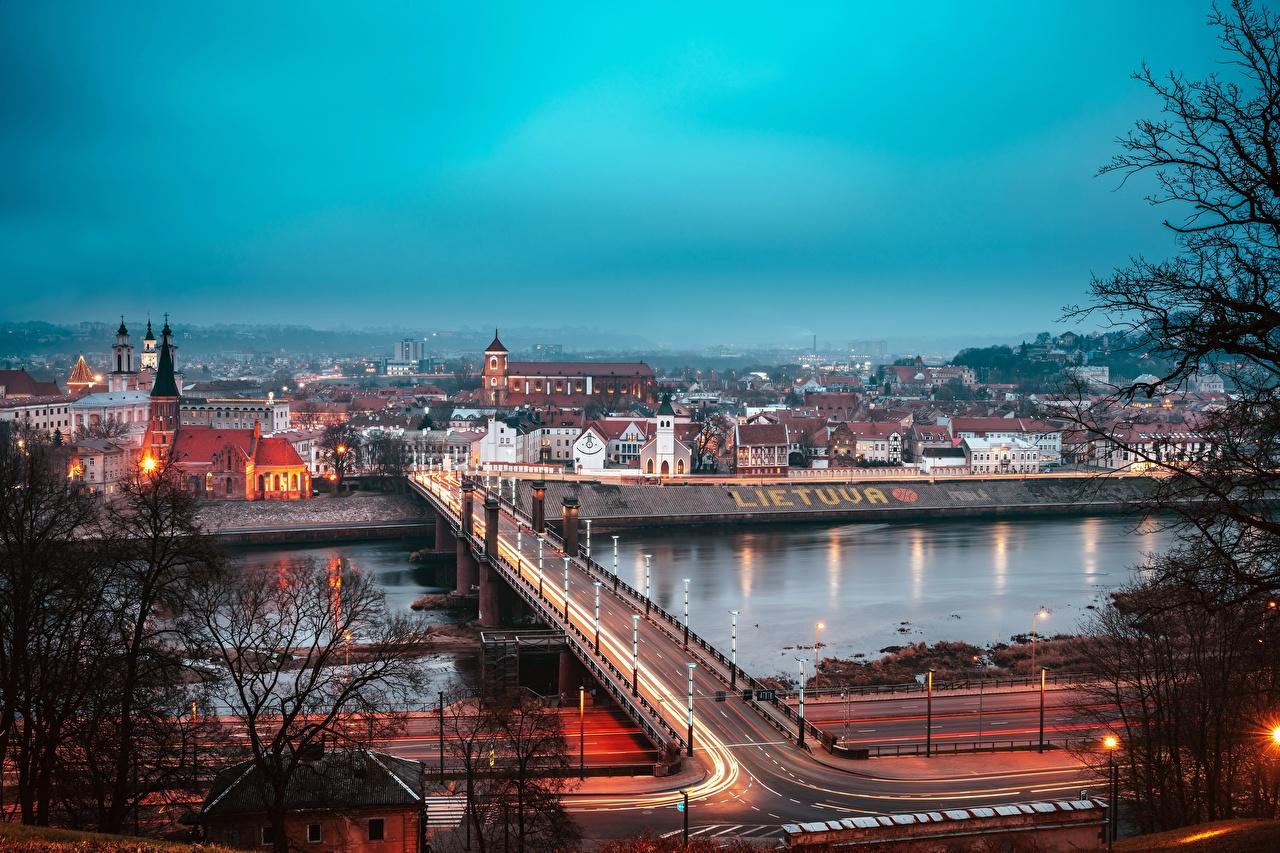 1280x853 Desktop Wallpaper Cities Lithuania Bridges river Kaunas