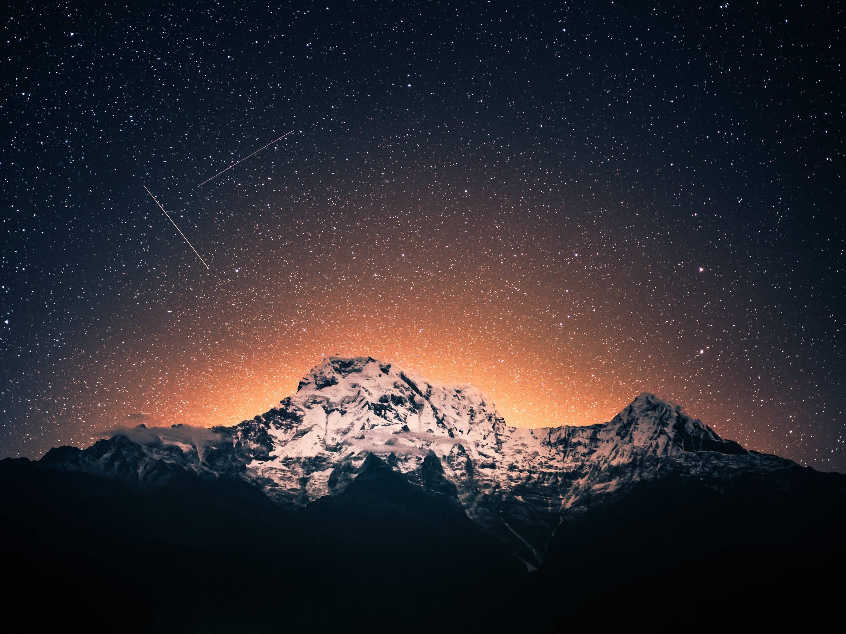 2732x2048 Mountains Night View in Ghandruk Nepal 2732x2048 Resolution Wallpaper, HD Nature 4K Wallpaper, Image, Photo and Background