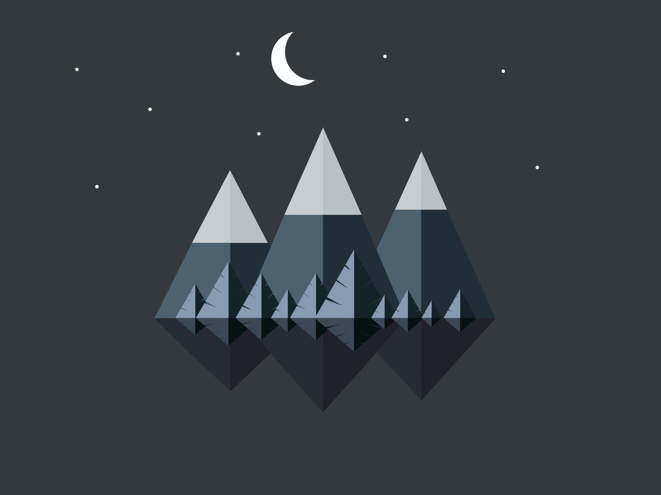 2732x2048 Minimal Mountains At Night 2732x2048 Resolution Wallpaper, HD Artist 4K Wallpaper, Image, Photo and Background