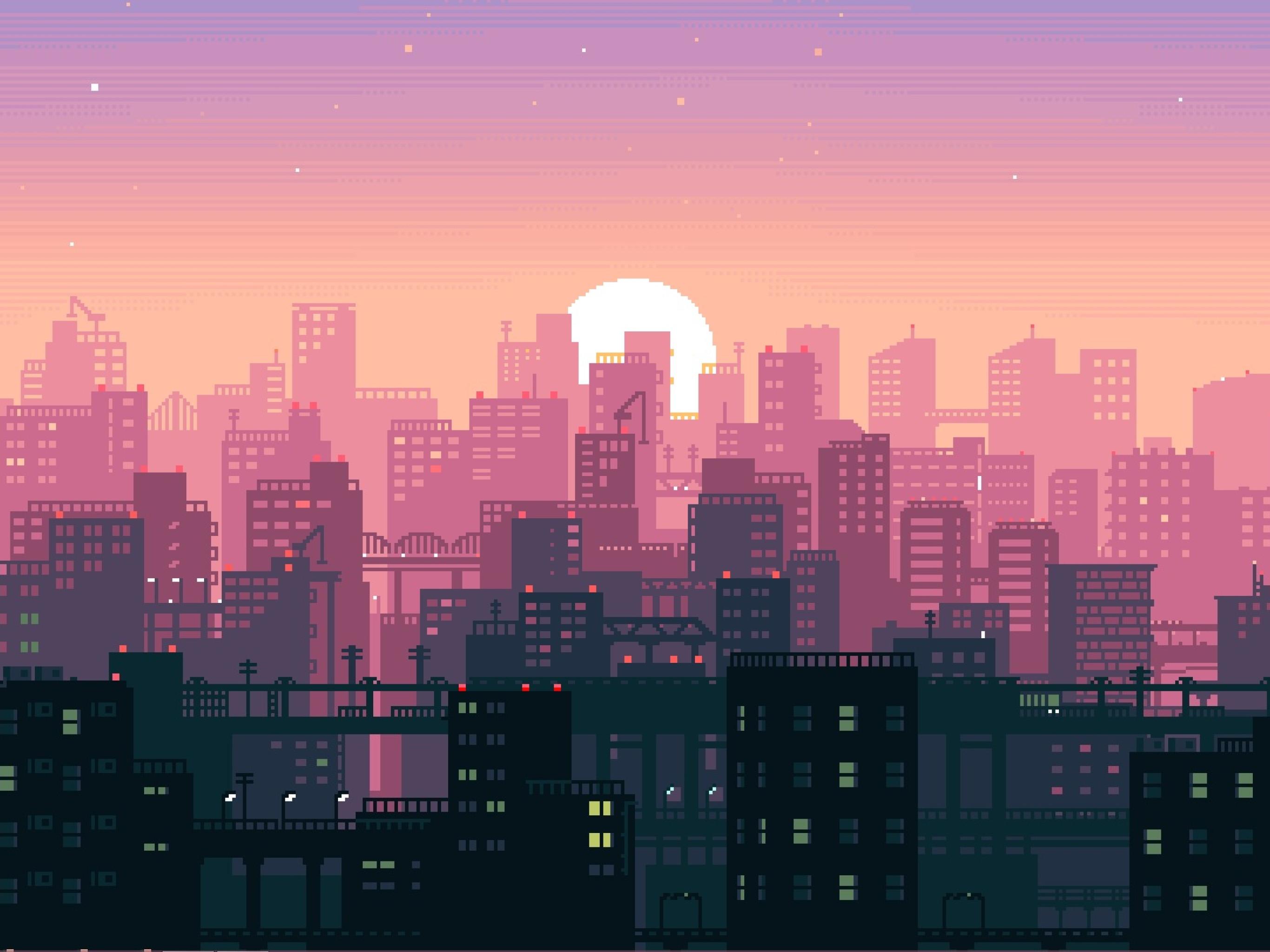 2732x2048 City Building Sunshine Pixel Art 2732x2048 Resolution Wallpaper, HD Artist 4K Wallpaper, Image, Photo and Background