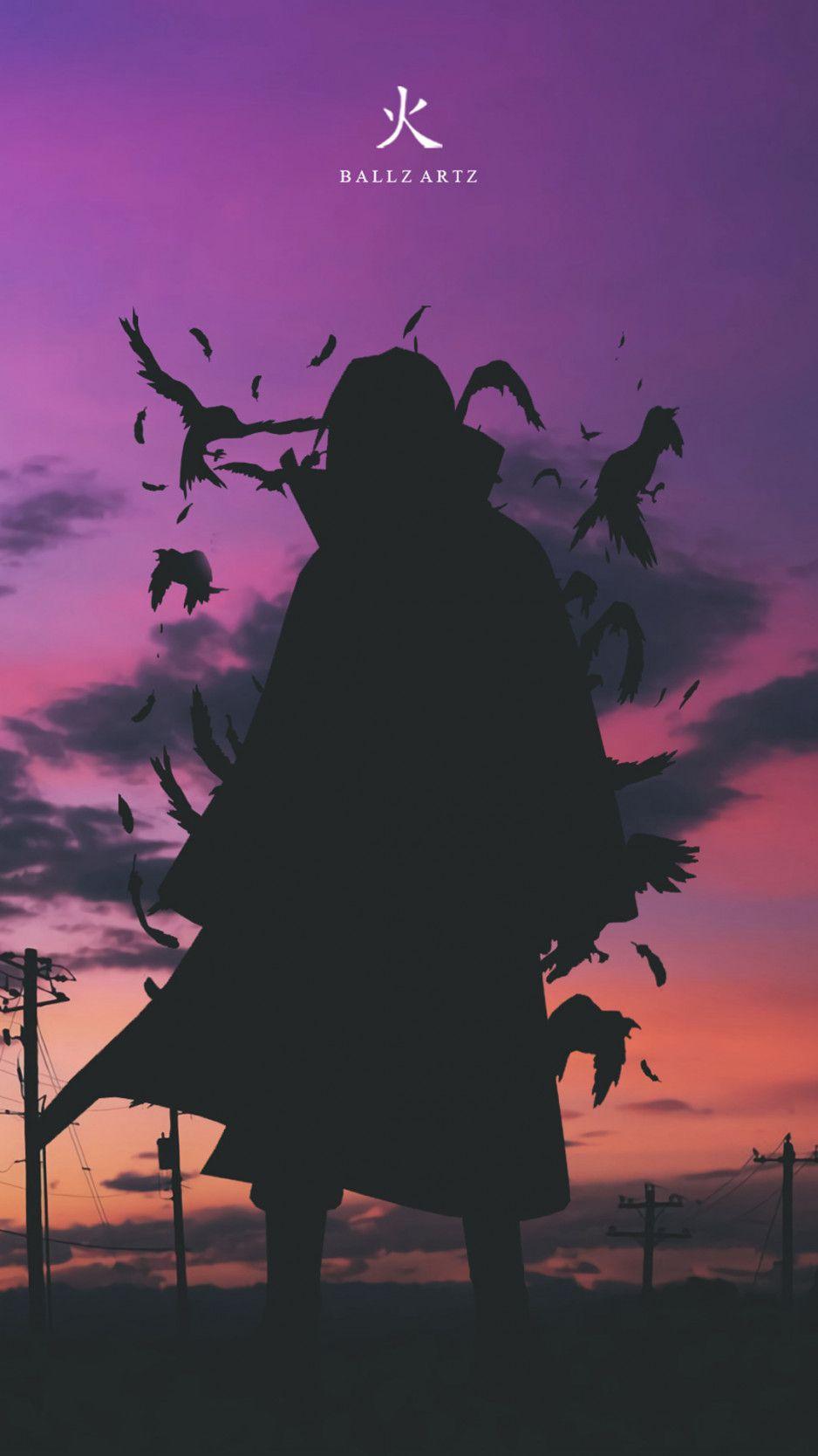 938x1668 Purple Itachi Wallpaper