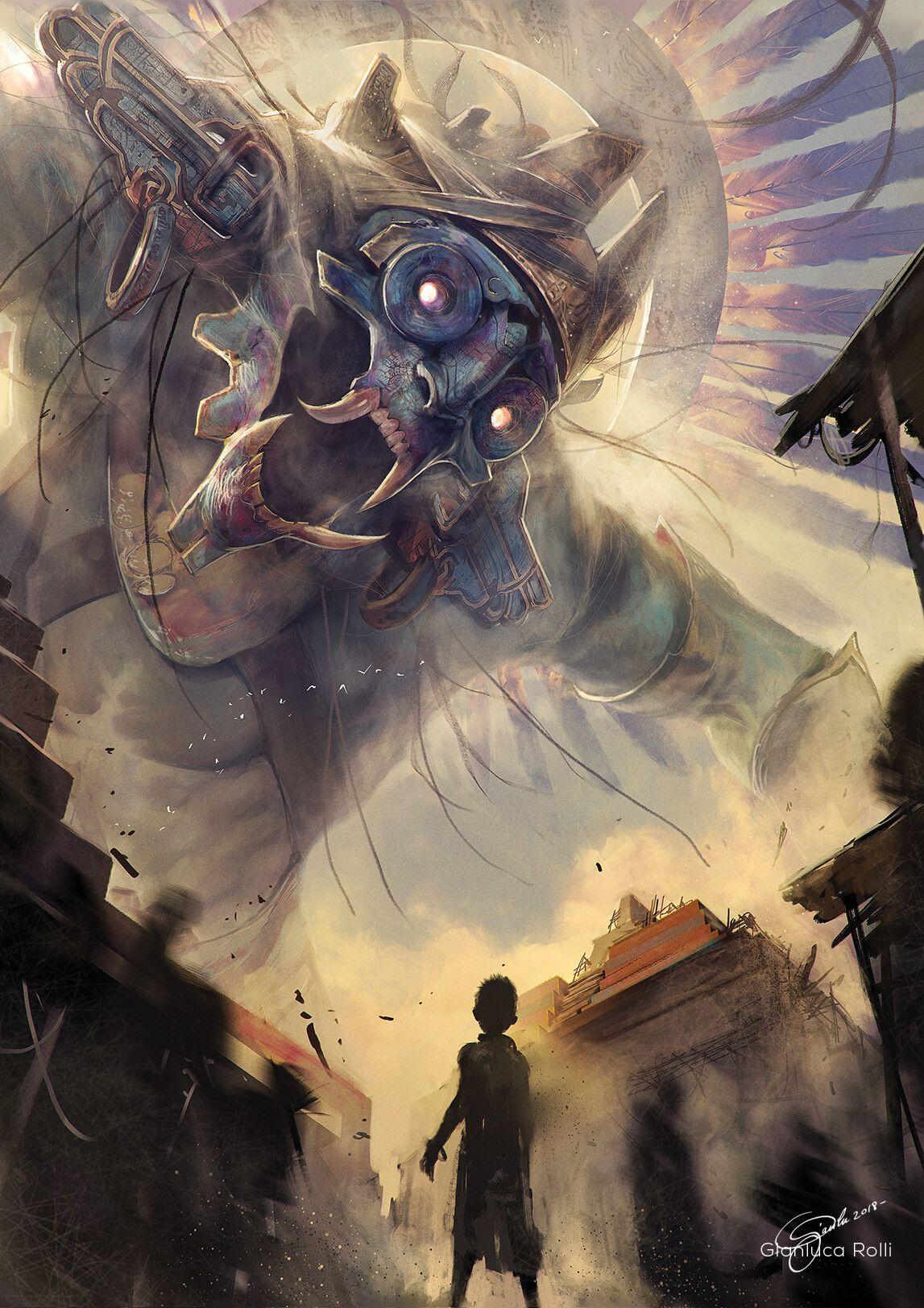 1147x1624 TLALOC illustration of Pantheons, Gianluca Rolli. Concept art characters, Mayan art, God illustrations