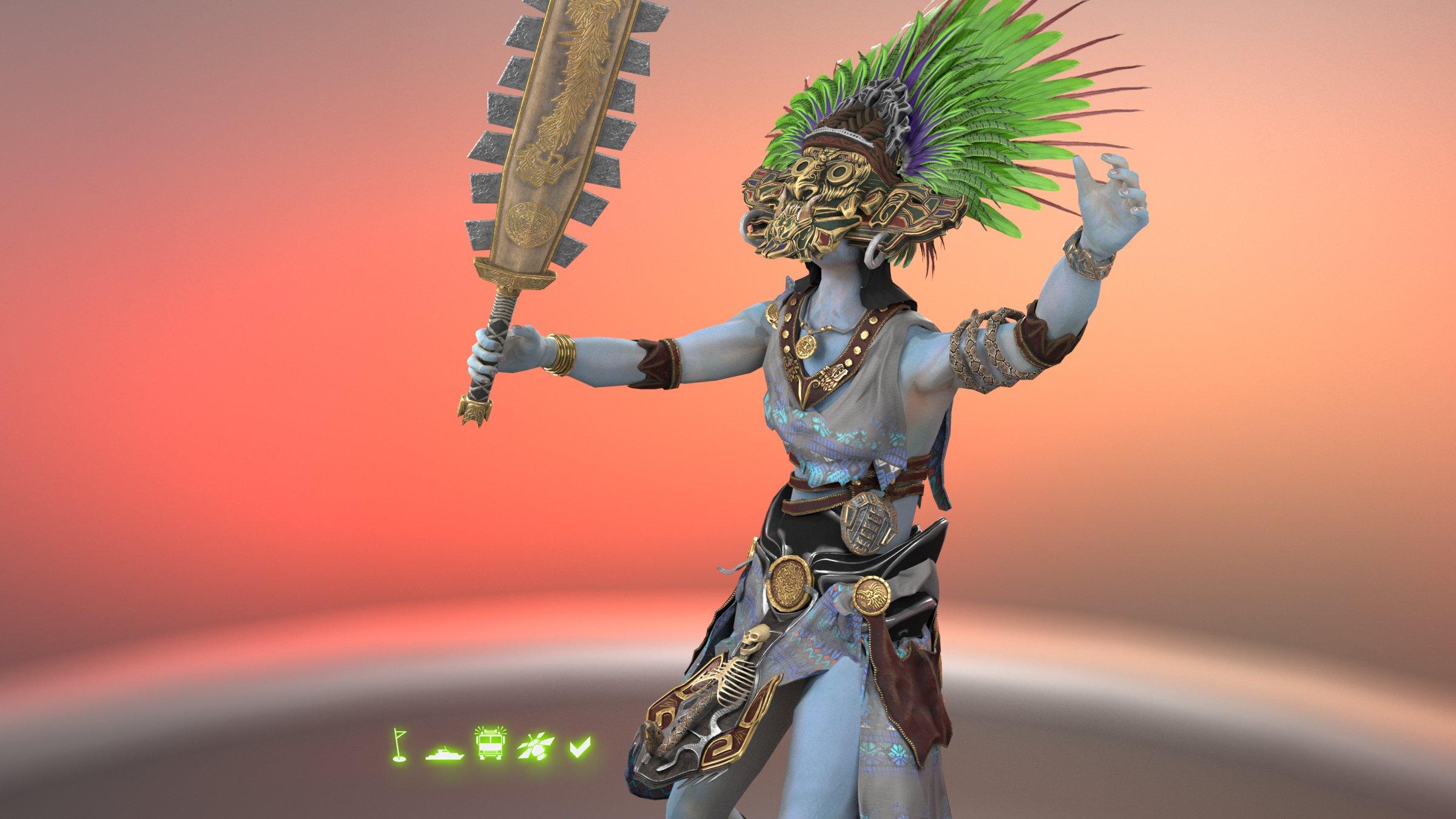 2400x1350 Tlaloc The Aztec God of Rain 3D Model