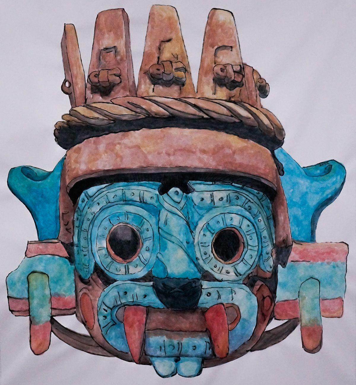 1200x1298 Tlaloc, god of rain. God illustrations, Aztec art, Aztec artwork