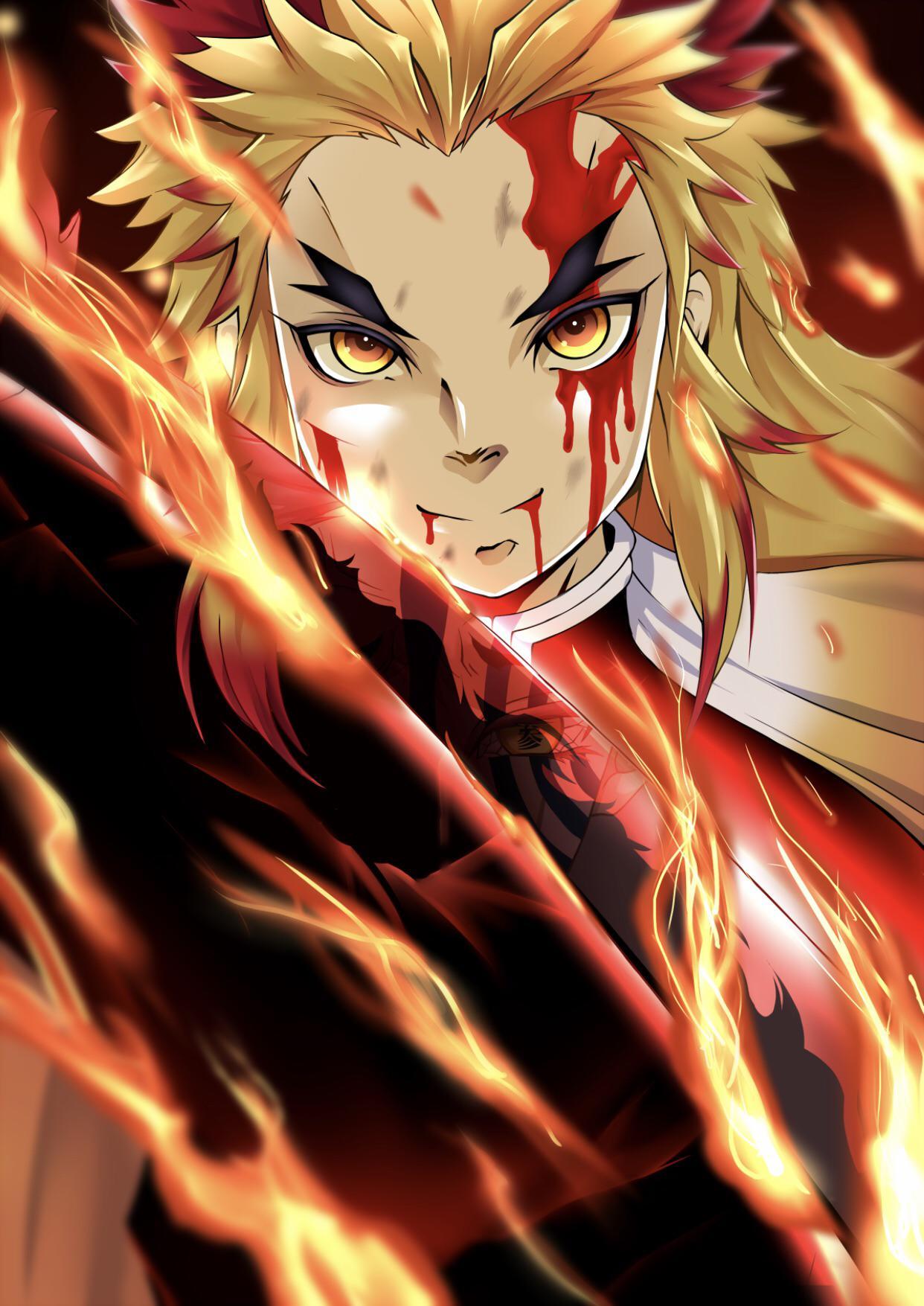 1242x1755 Kyojuro Rengoku, this is lit as a phone wallpaper