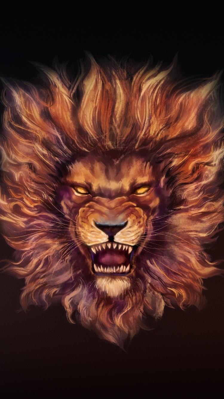 750x1334 Download 750x1334 wallpaper lion's roar, fantasy, muzzle, art, iphone iphone 750x1334 HD image, background, 10806