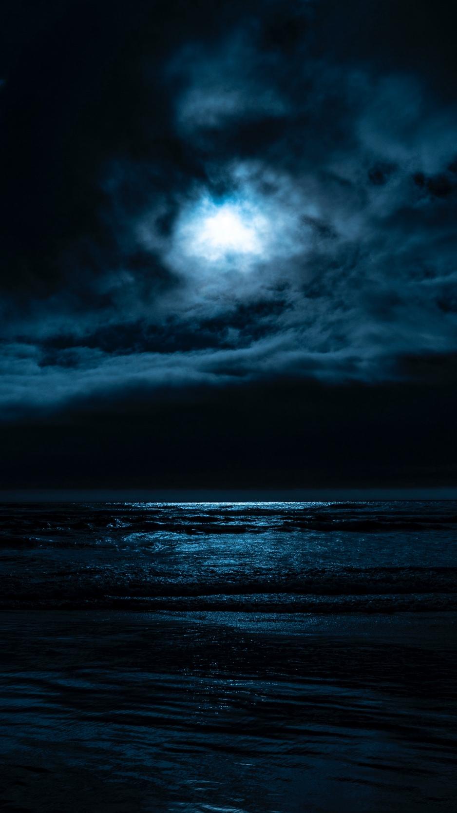 938x1668 Wallpaper Sea, Night, Moon, Horizon Moon Sea