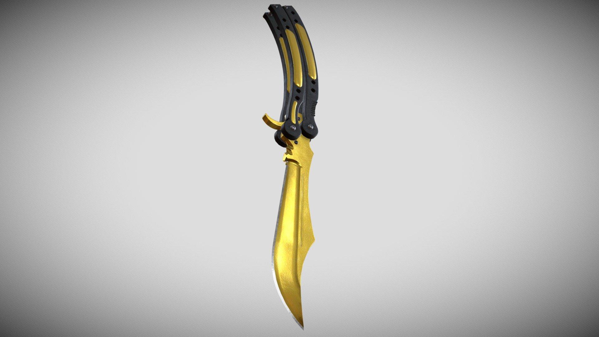 1920x1080 Butterfly Knife Gold Royalty Free 3D model by P7PO [df5c249]