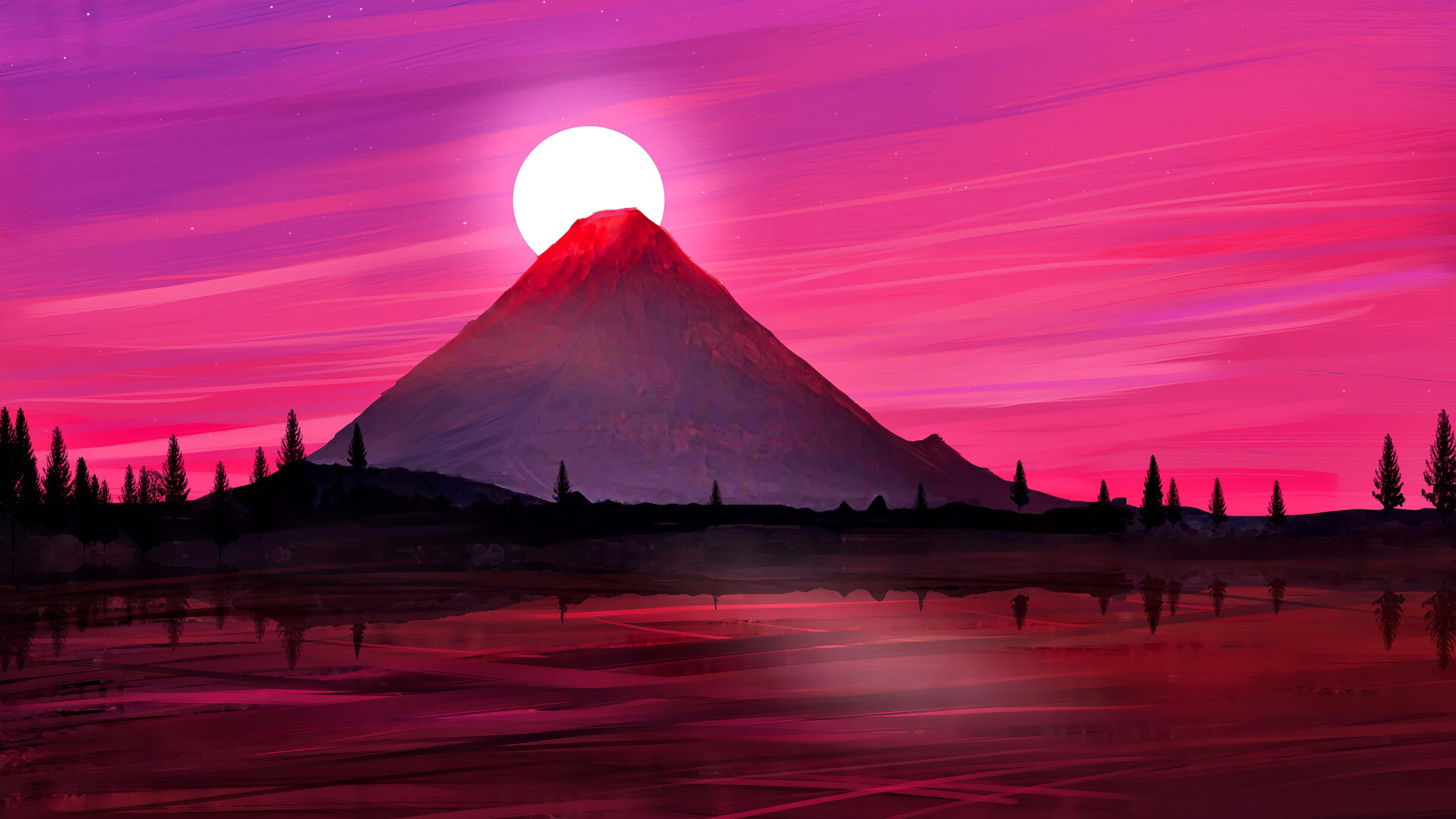 2560x1440 Download 2560x1440 wallpaper japan mountain, silhouette, minimal, art, dual wide, widescreen 16: widescreen, 2560x1440 HD image, background, 24045