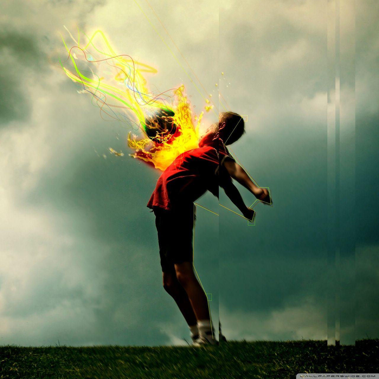 1280x1280 Flaming Football ❤ 4K HD Desktop Wallpaper for 4K Ultra HD TV