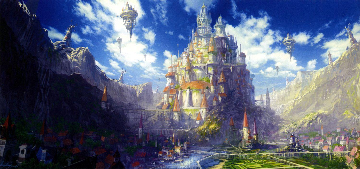 Spectacular fantasy palace with garden of... - Stock Illustration  [96608548] - PIXTA