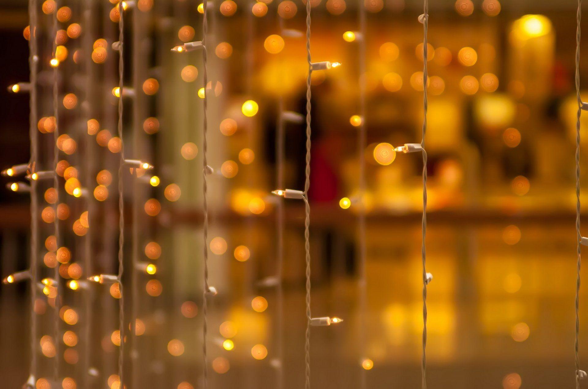 1920x1271 close up garland bulbs bokeh yellow blur bokeh decoration background wallpaper widescreen full screen wid. Christmas lights wallpaper, Rain lights, Strip lighting