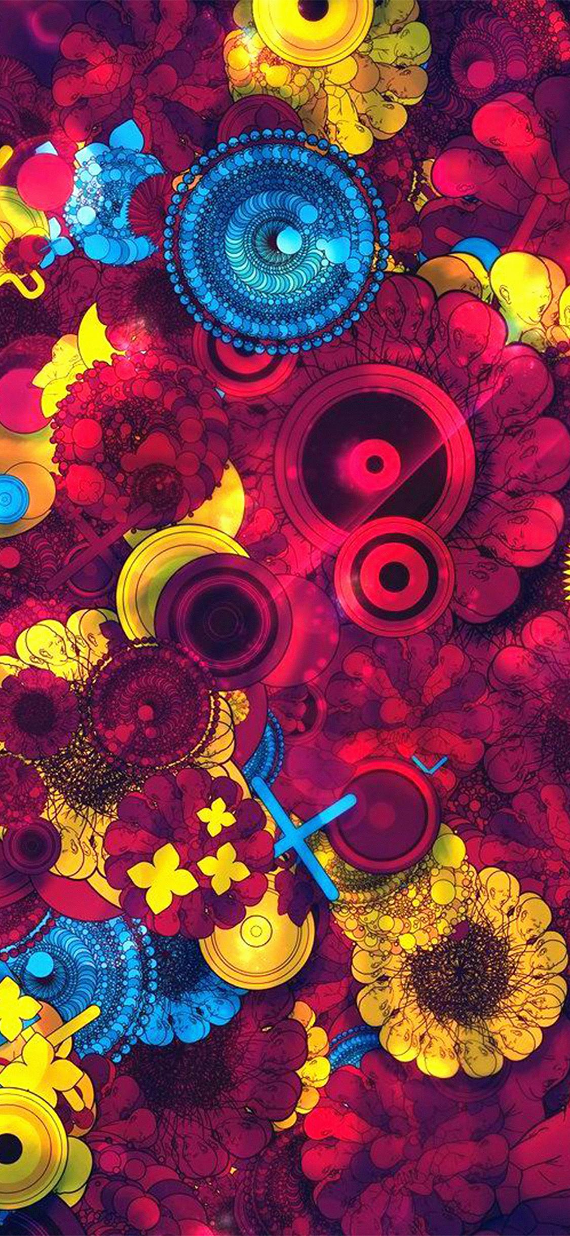 1125x2436 iPhone X wallpaper. abstract art red blue yellow color pattern