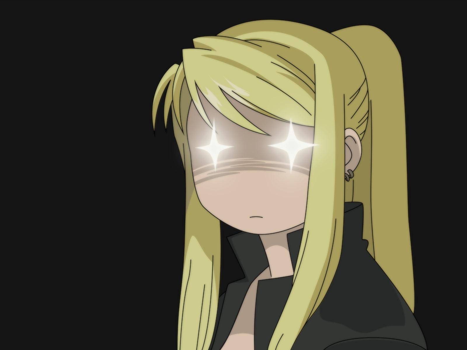 1600x1200 black background, anime girls, blonde, anime, Full Metal Alchemist. Mocah HD Wallpaper