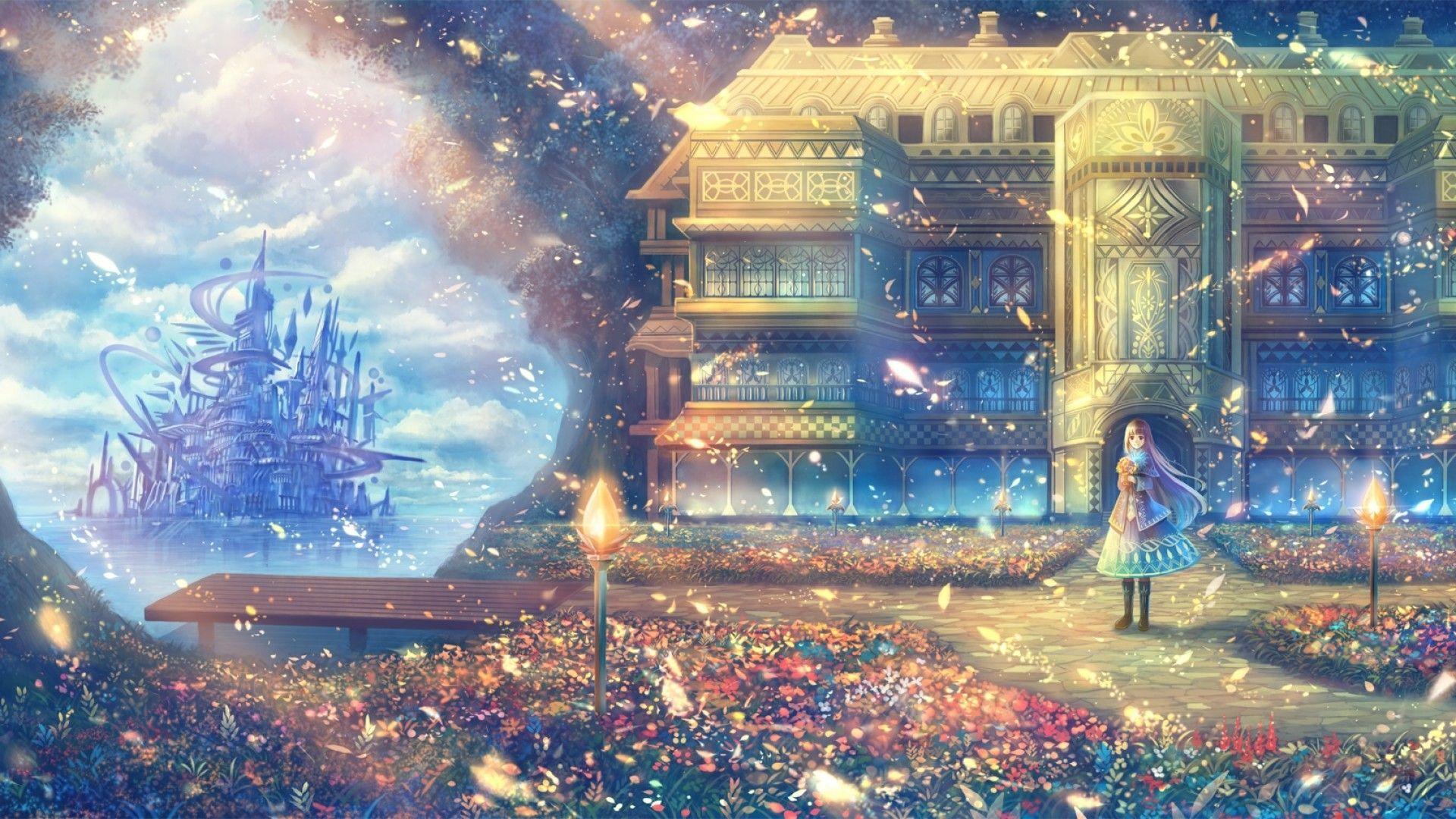 Anime fantasy world castle bridge anime girl sky artwork Anime HD  wallpaper  Peakpx