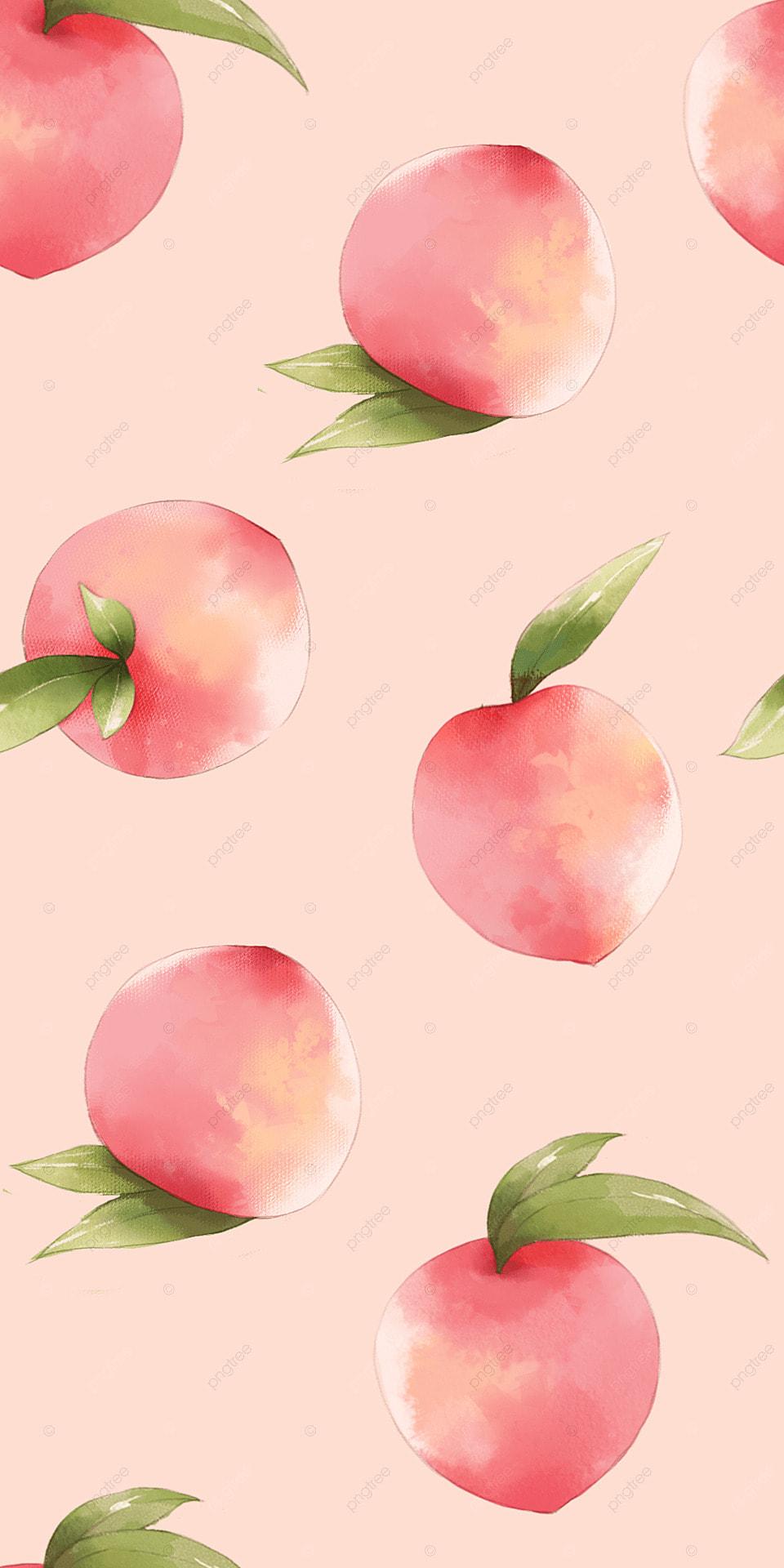 960x1920 Watercolor Cartoon Peach Wallpaper, Watercolor Fruit, Watercolor Peaches, Peach Illustration Background Image for Free Download