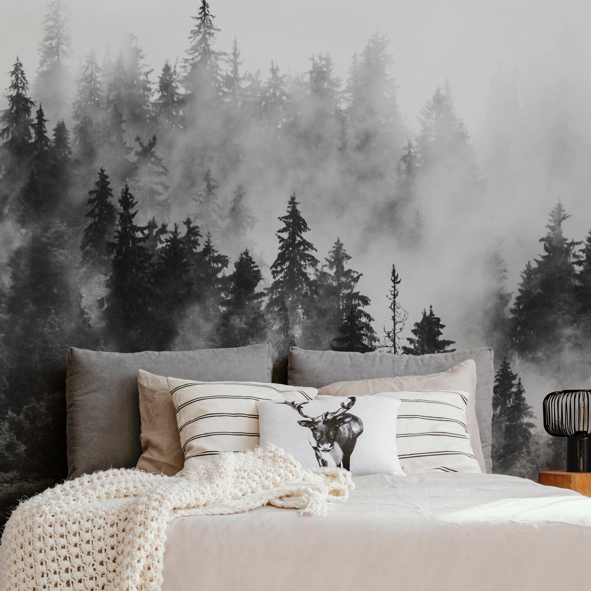 1928x1928 Foundry Select Jed Morning Forest Fog Paintable Wall Mural
