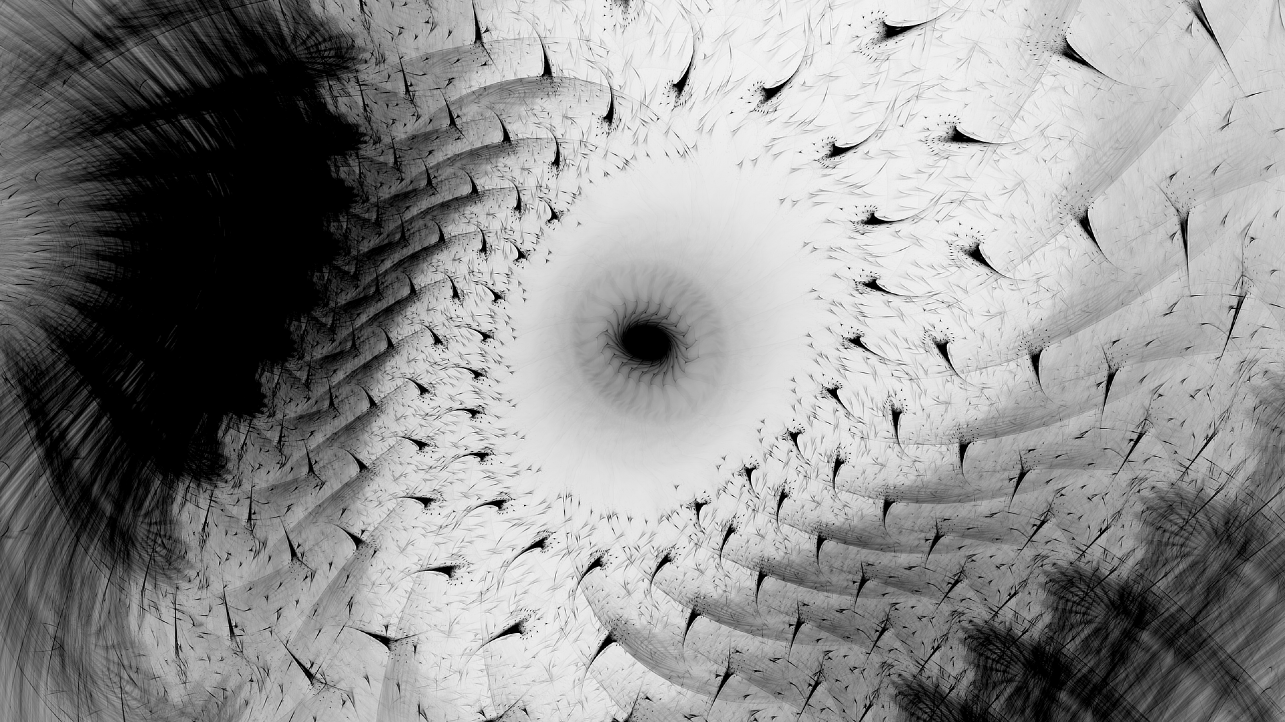 2560x1440 Download 2560x1440 Fractal Waves, Black And White Wallpaper for iMac 27 inch