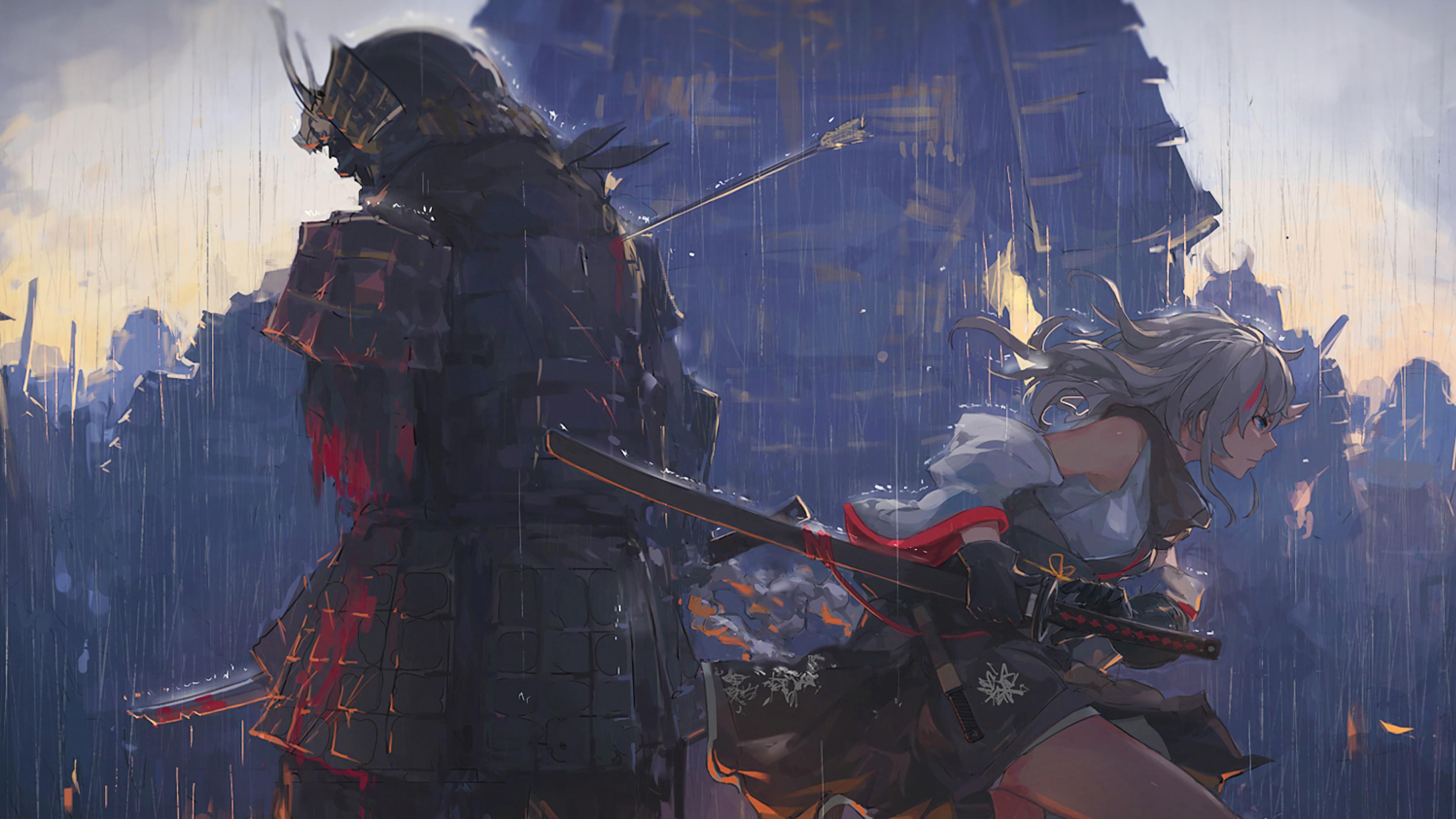 3840x2160 Samurai, Fighting, Anime, Girl, 4K, 3840x2160 wallpaper. Mocah HD Wallpaper