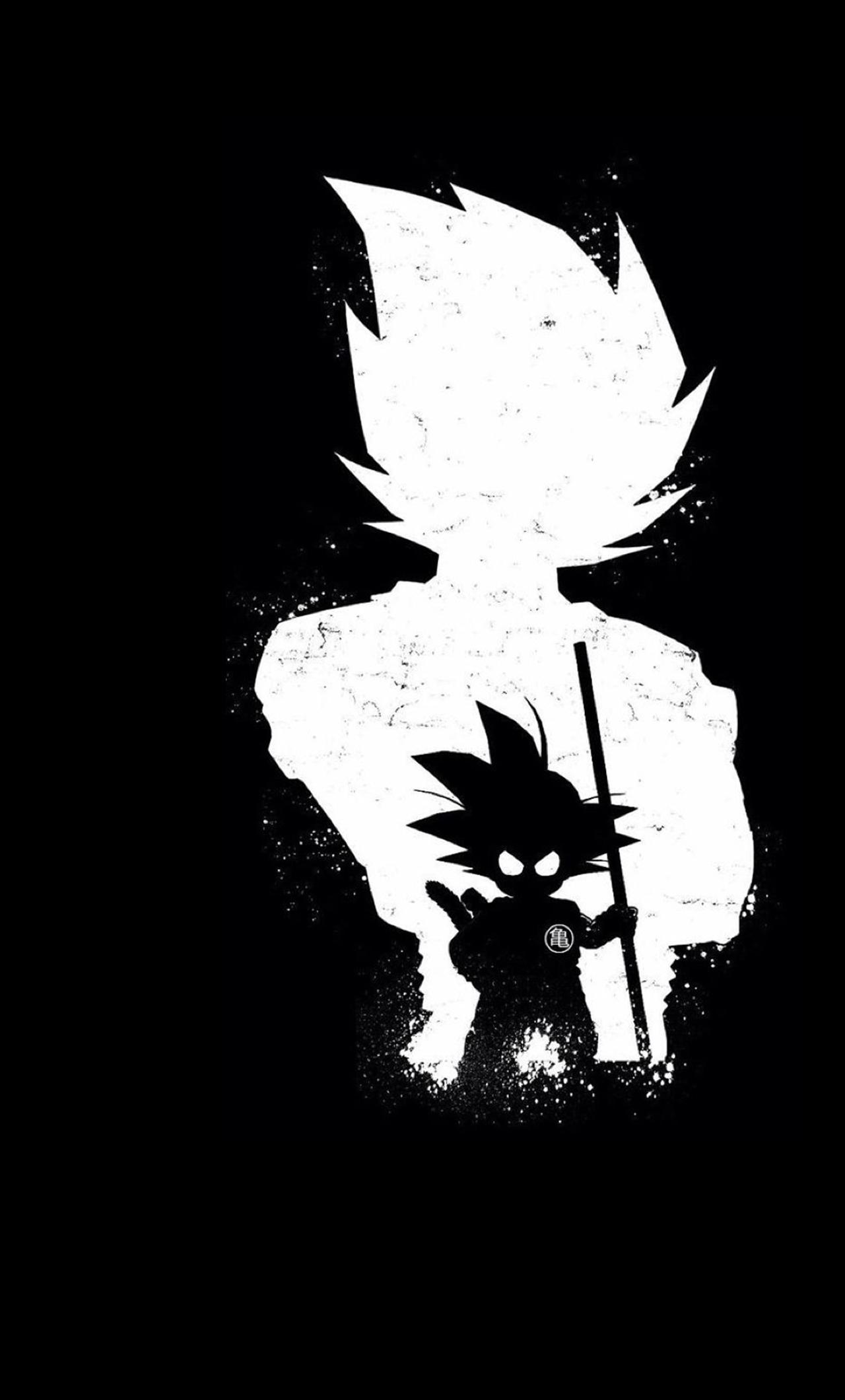 1280x2120 Goku Black And White HD Wallpaper