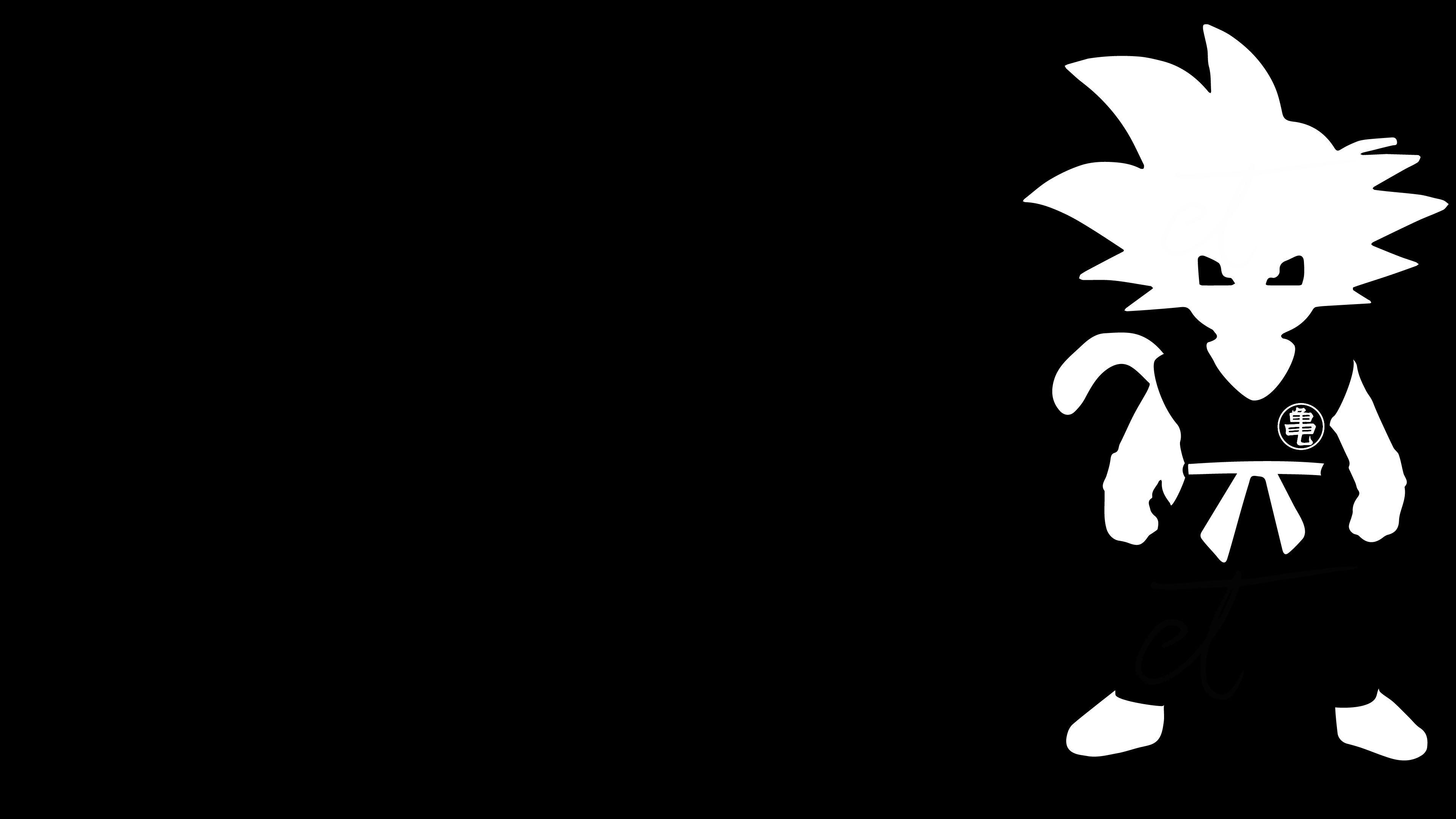 3840x2160 Minimalist black and white young Goku [3840 x 2160]: wallpaper
