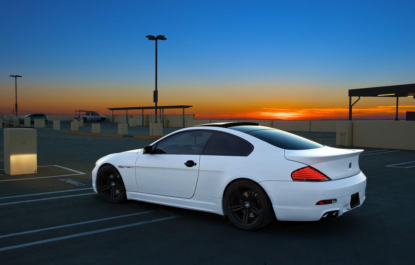 1332x850 Wallpaper white, the sky, sunset, bmw, BMW, Parking, white, side view, sunset, parking, e63 image for desktop, section bmw