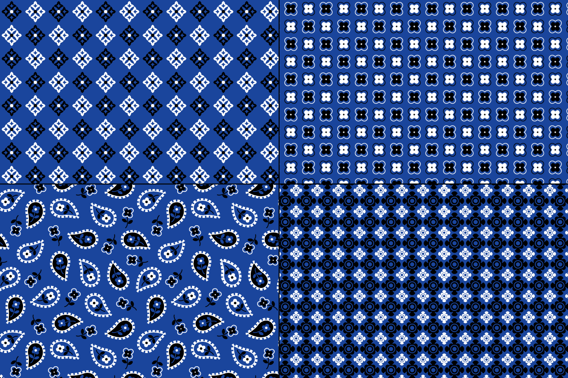 1160x772 Seamless Blue Bandana Patterns By Melissa Held Designs