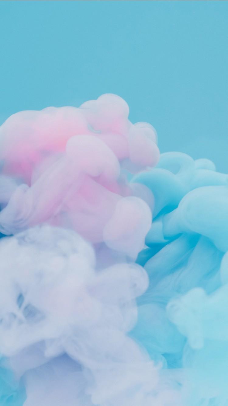 750x1334 Light Pink Blue Smoke Plain Blue Background 4K 5K HD Abstract Wallpaper