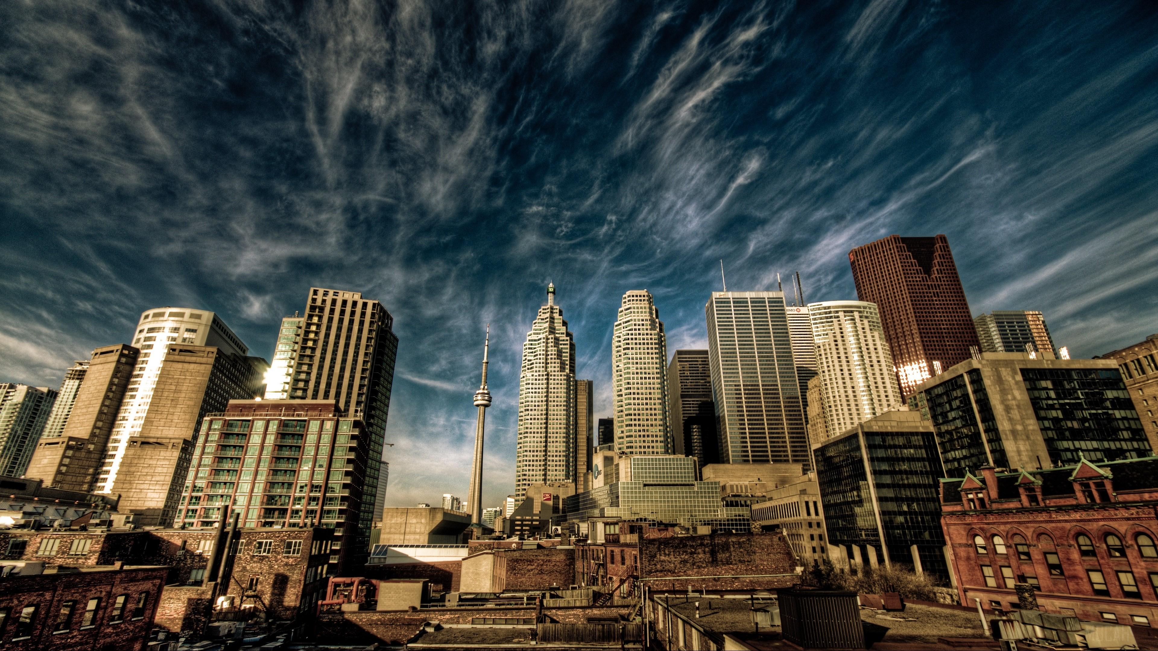 3840x2160 city, toronto, canada, sky, clouds, houses 4k wallpaper. Mocah HD Wallpaper