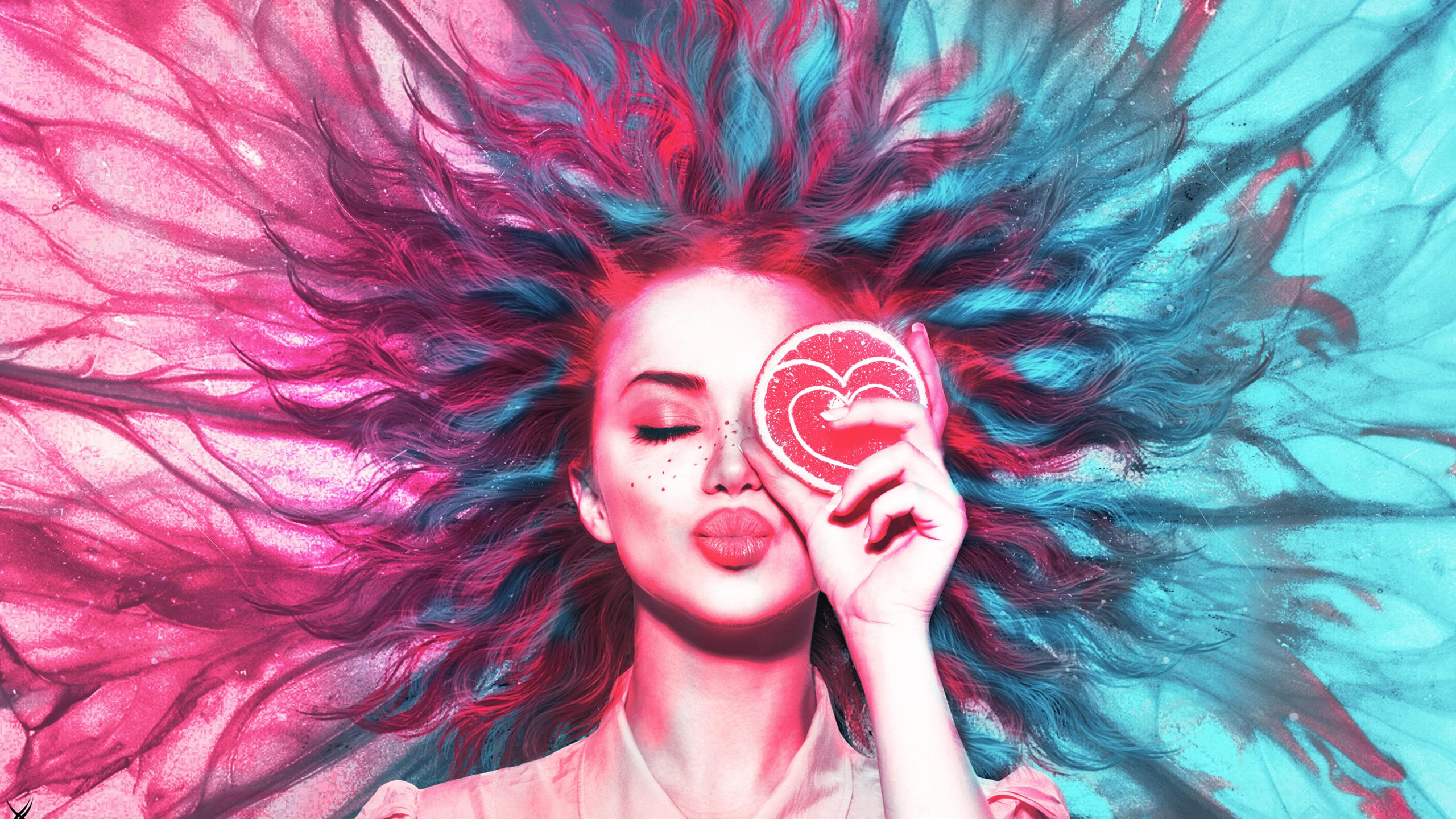 2560x1440 Neon Wallpaper Girl HD Wallpaper