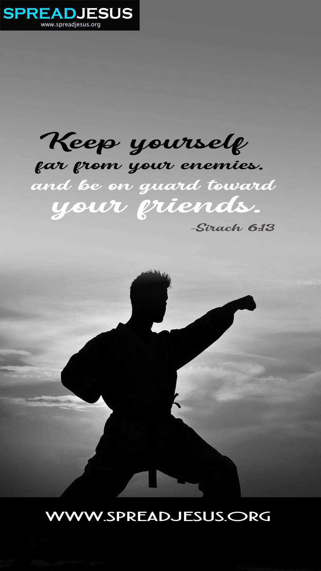 1080x1920 Bible Quotes Mobile Wallpaper Sirach 6:13 Keep yourself far from your enemies